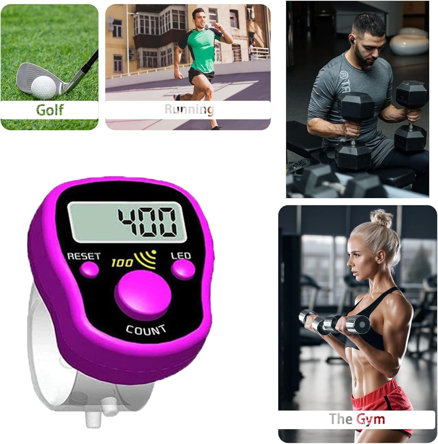 Finger Counter Click Manual Digital clicker, 5pack Stitch Tally Knitting Counters Led Re-settable Digits Pitch Electronic LCD Display finger Number Counter Fr Row, People, Score, Inventory,Crochet