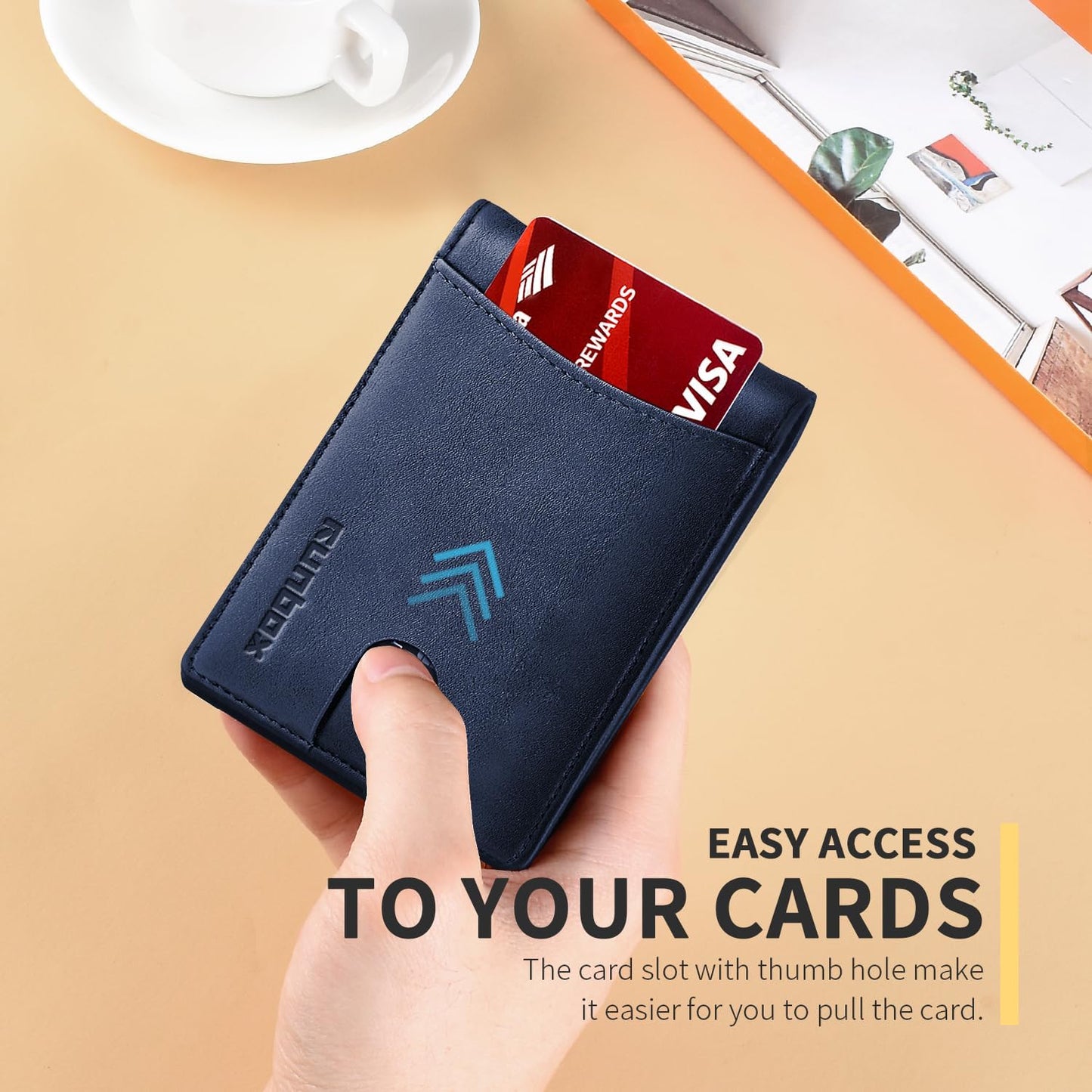 Slim Money Clip Wallets for Men RFID Blocking 11 Card Holder Minimalist Small Thin Carbon Leather Bifold Mens Front Pocket Wallet Gift Box