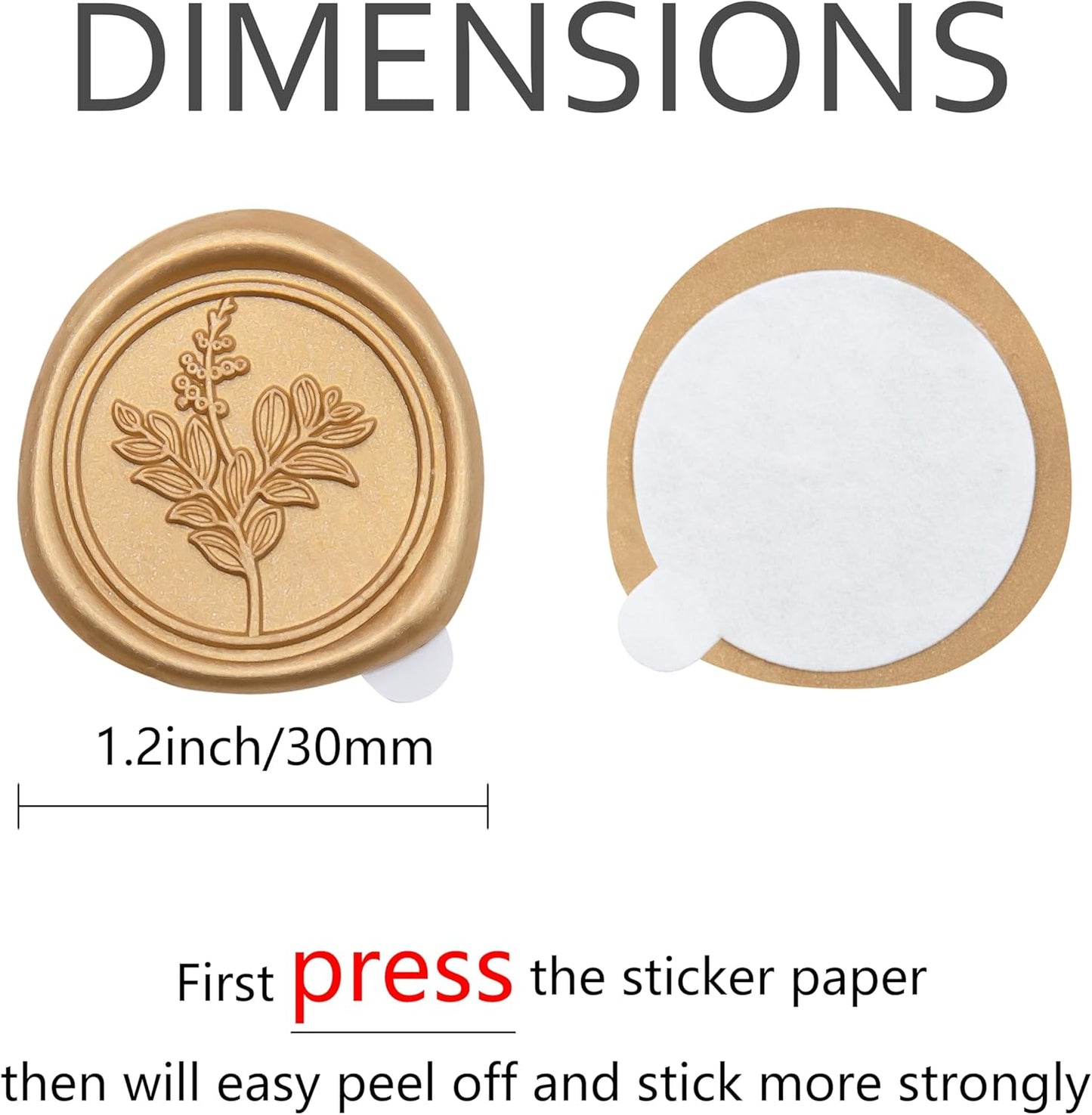 60 Pcs Gold Wax Seal Stickers, Wedding Invitation Accessories Envelope Stickers - Peferct for Wedding Accessories, Gift Box Craft Wrapping, Christmas Cards Envelope Seals (Gold)