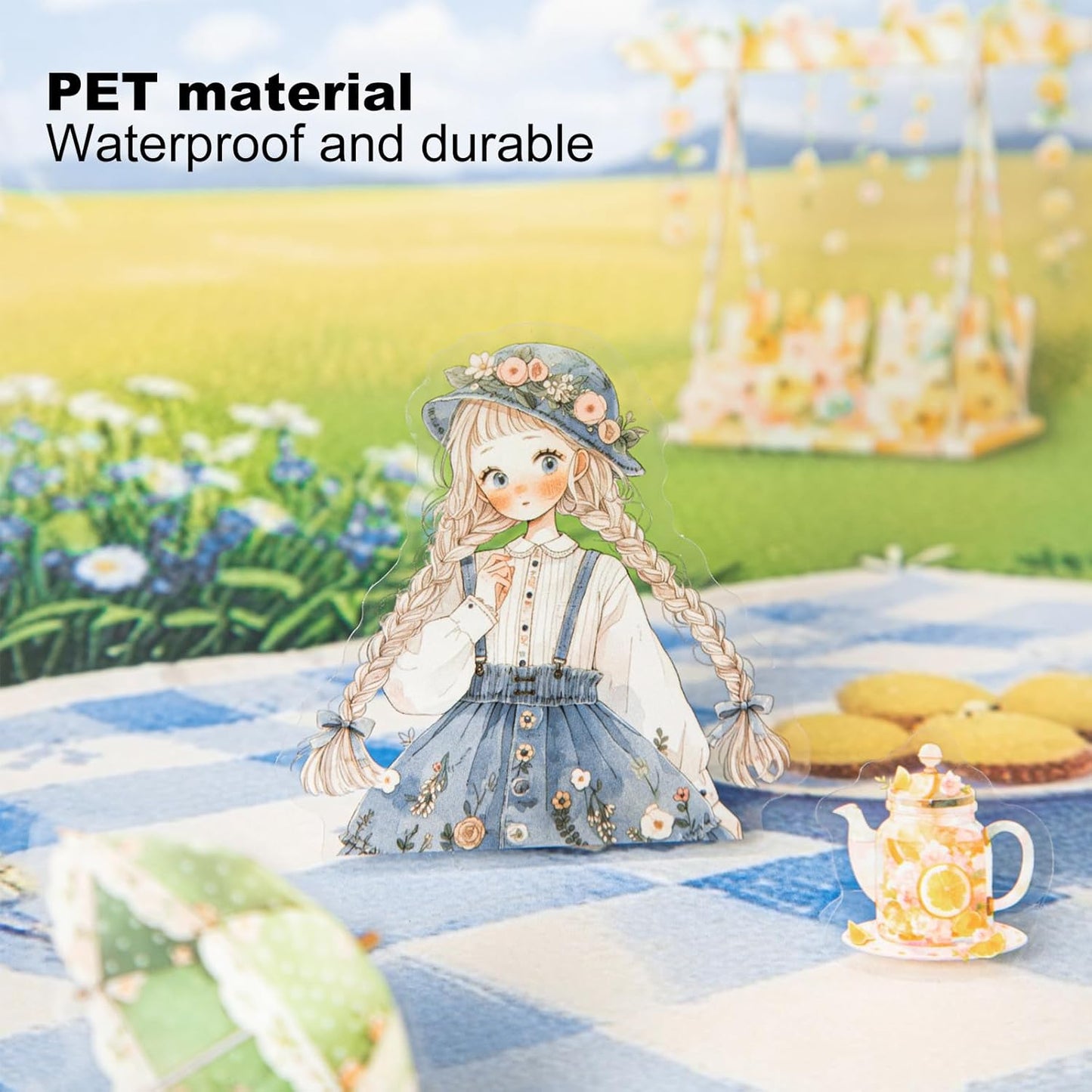 Daily Life PET Sticker Set, 120Pcs Cottagecore Stickers for Scrapbooking, Journaling, DIY Crafts and Planner Supplies