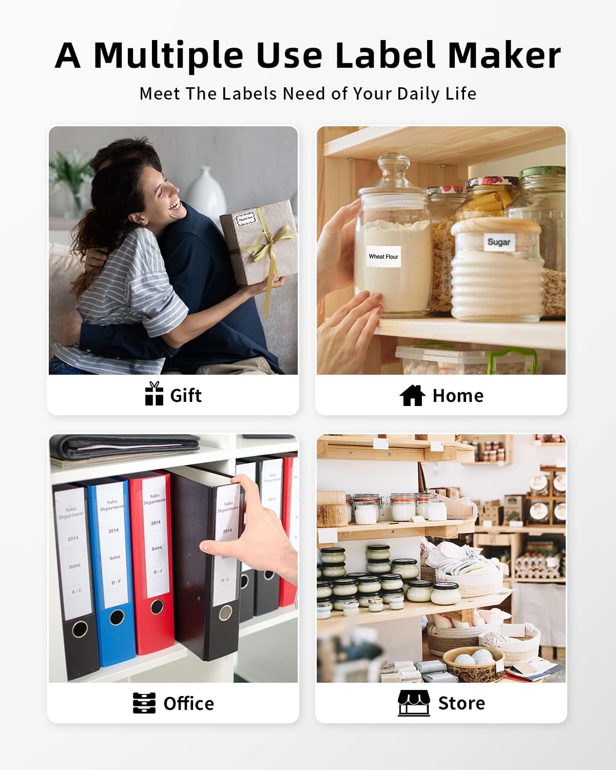 Phomemo Label Maker, M220 Thermal Label Printer, Portable Bluetooth Wireless Inkless 3 Inch Barcode Printer, Great for Home, School & Office, Compatible with Phone, PC, with 3 Label