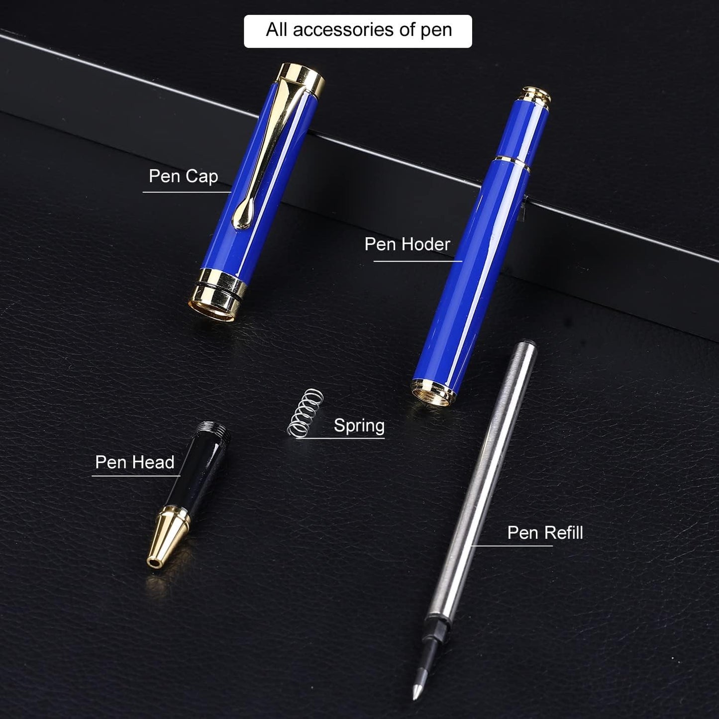 YIVONKA Luxury Ballpoint Pens Best Ball Pen Gift Set for Men & Women Professional Executive Office Nice BallPens Classy Gift Box Ballpoint Black Refill Line width 0.5mm (2 blue)