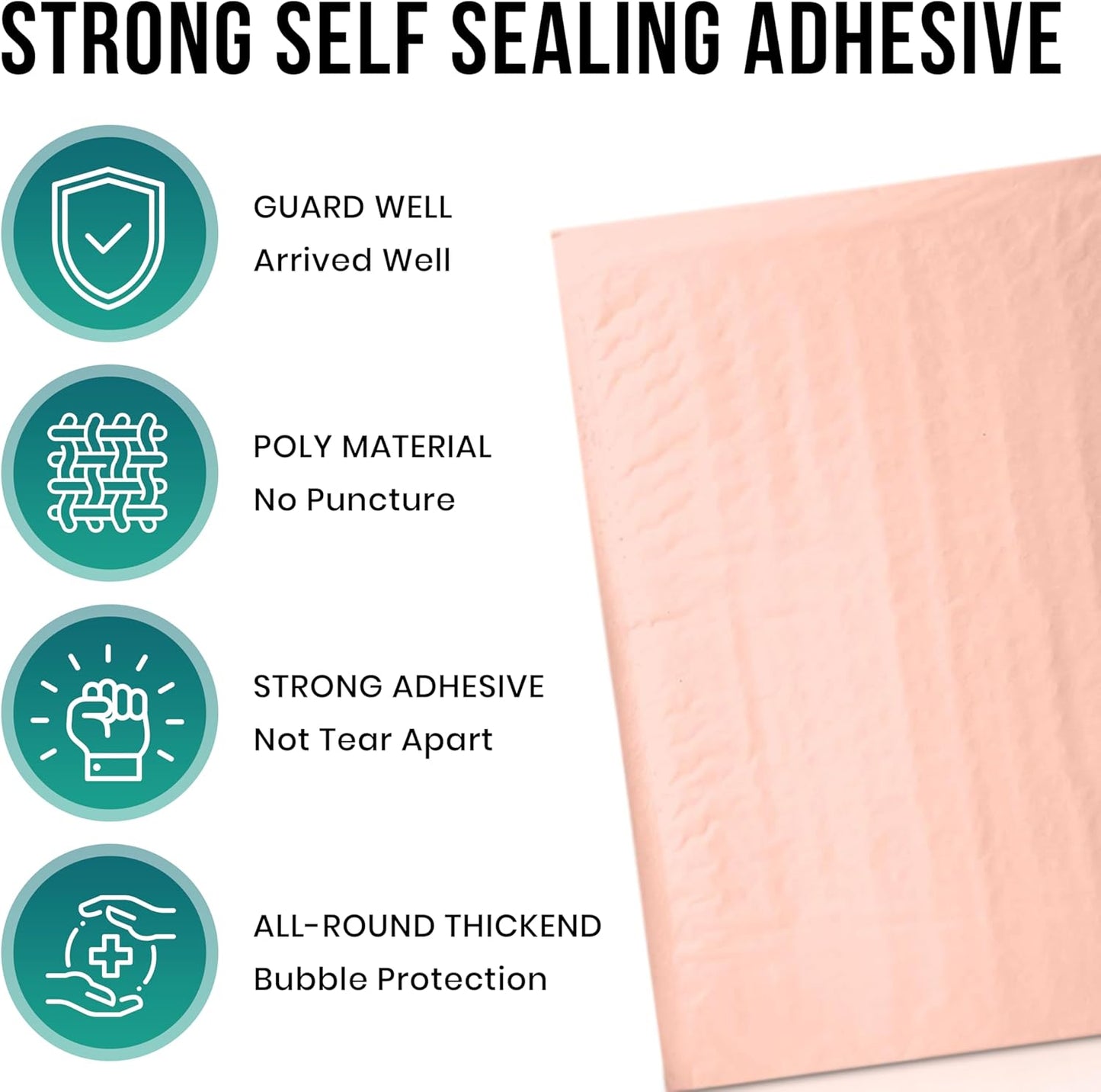 Levex - #0000 4" x 6" [5 Pack] Light Pink Poly Bubble Mailers, Padded Envelope Mailers, Packing Envelope & Mailing Bags for Shipping