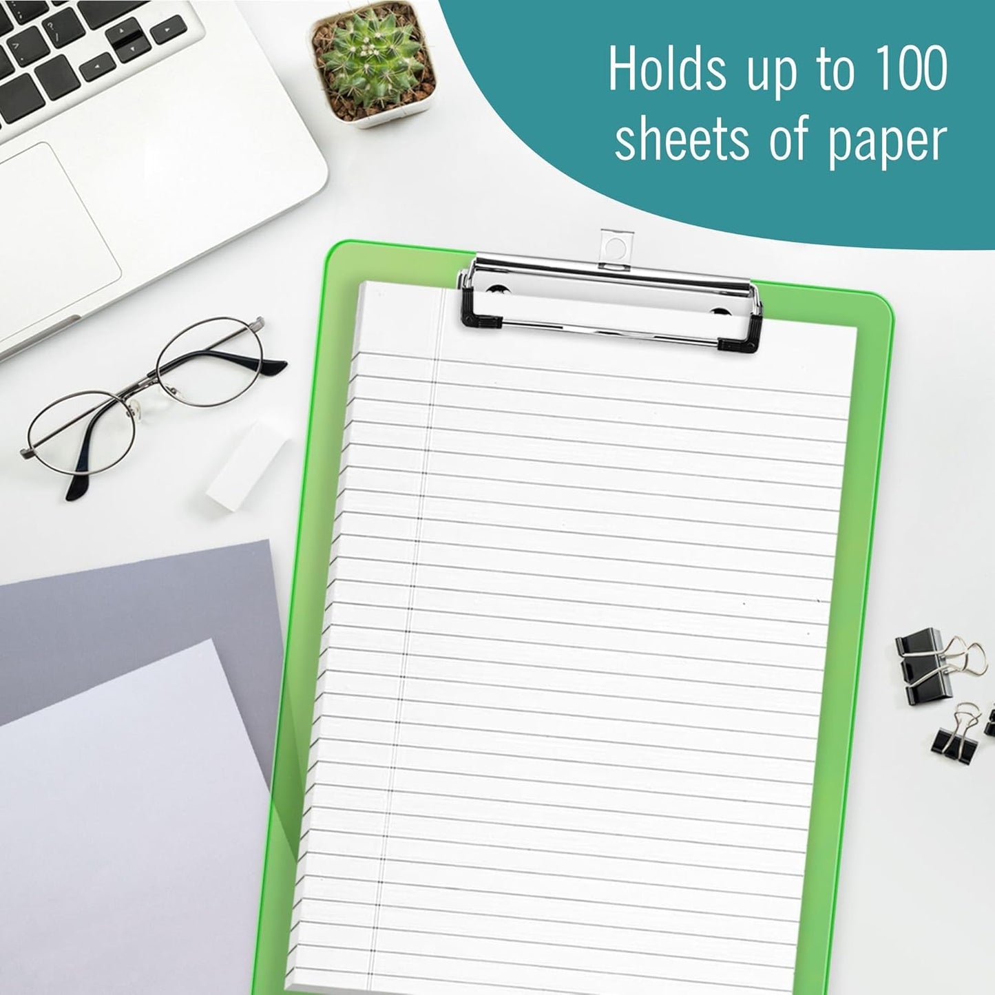 Plastic Clipboards, 6 Assorted Colors Transparent Clip Boards, A4 Letter Size 12.5 x 9 Inch, Low Profile Clip, Office, School Supplies for Students, Teachers, Nurses