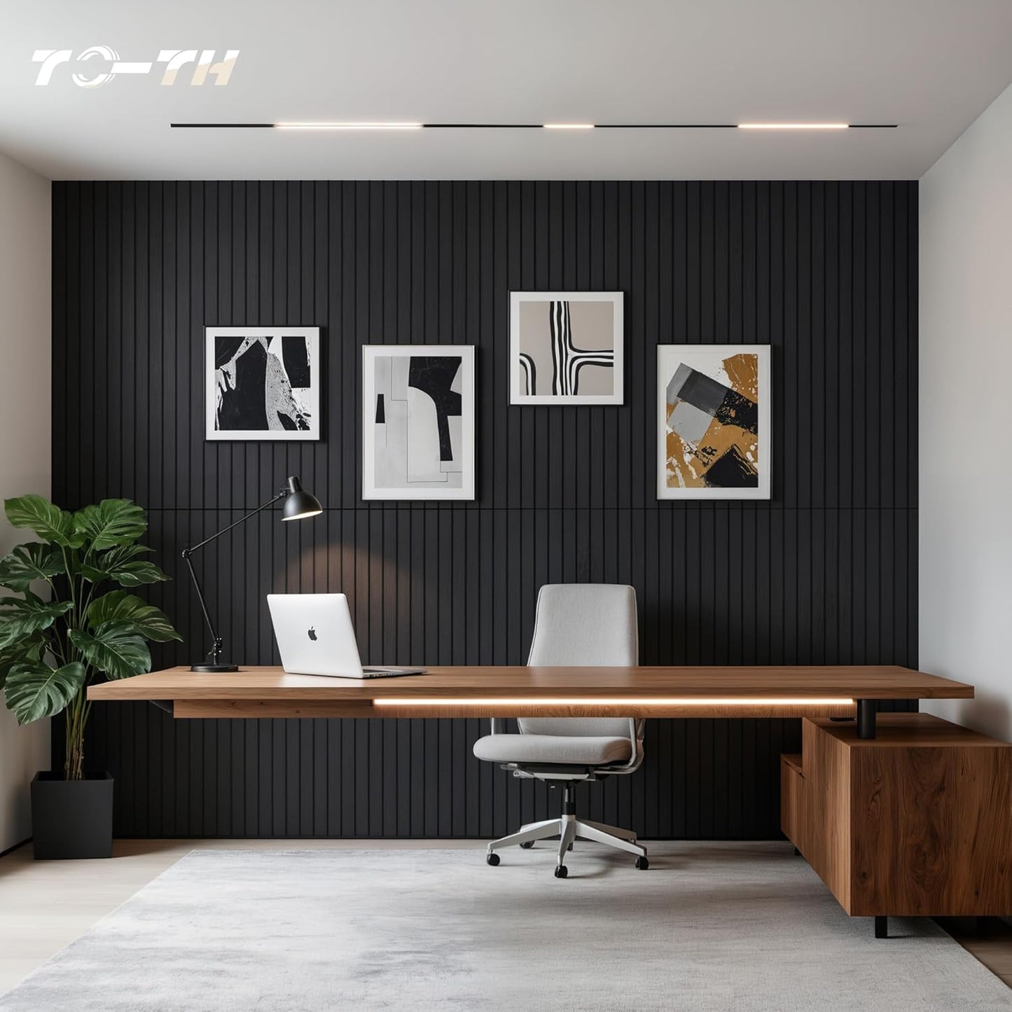 TO-TH Wood-Look Acoustic Wall Panels, 10 Pack 47.2” x 23.6” Acoustic Panels, Decorative Sound Absorbers Sound Dampening Panels for Home, Office, Basement, Smoky