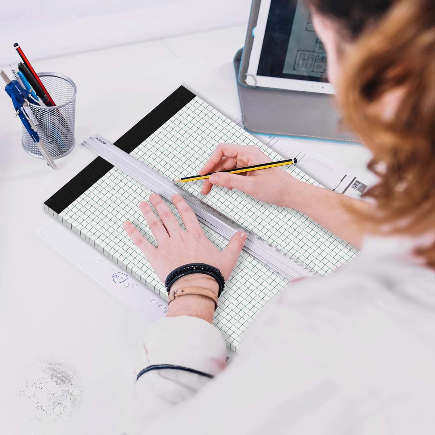 2 Pack Graph Paper Pad 8.5 x 11 Quad Ruled Graph Pads 4x4, White Grid Paper Pad Letter Size 8.5 x 11-Inch, Micro-Perforated Graph Paper Notebook Square Math Paper Writing Pads for Office School