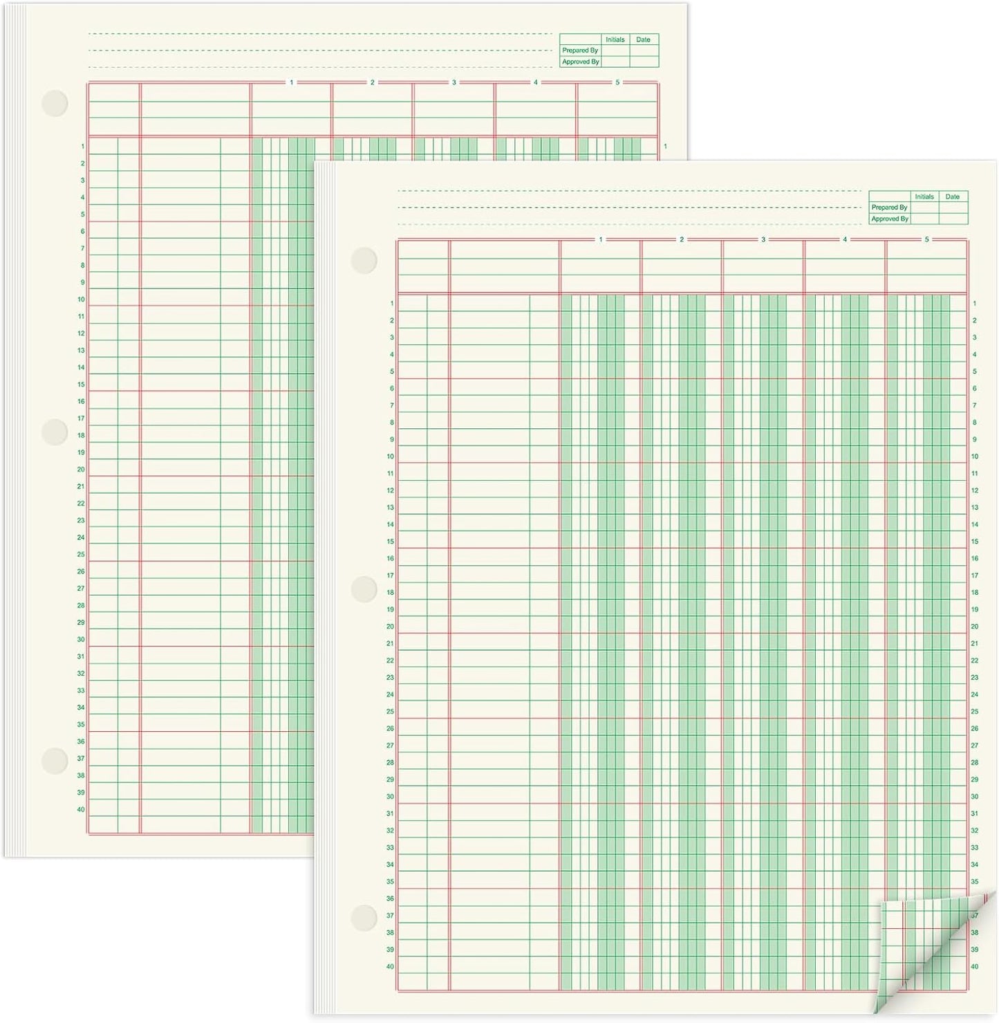 gisgfim 2 Pads 100 Sheets Columnar Analysis Pad 3 Hole Punch Accounting Ledger Book 8-1/2 x 11 Ledger Paper Pad Double Page Format Columnar Pads for Business Bookkeeping & Data(5 Column Ledger)