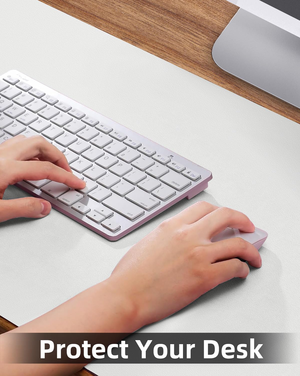 Pu Leather Desk Protector, Mouse Pad, Laptop Mat, Non-Slip Blotter, Waterproof Writing Pad for Office/Home (23.6"x13.8", Ivory White)