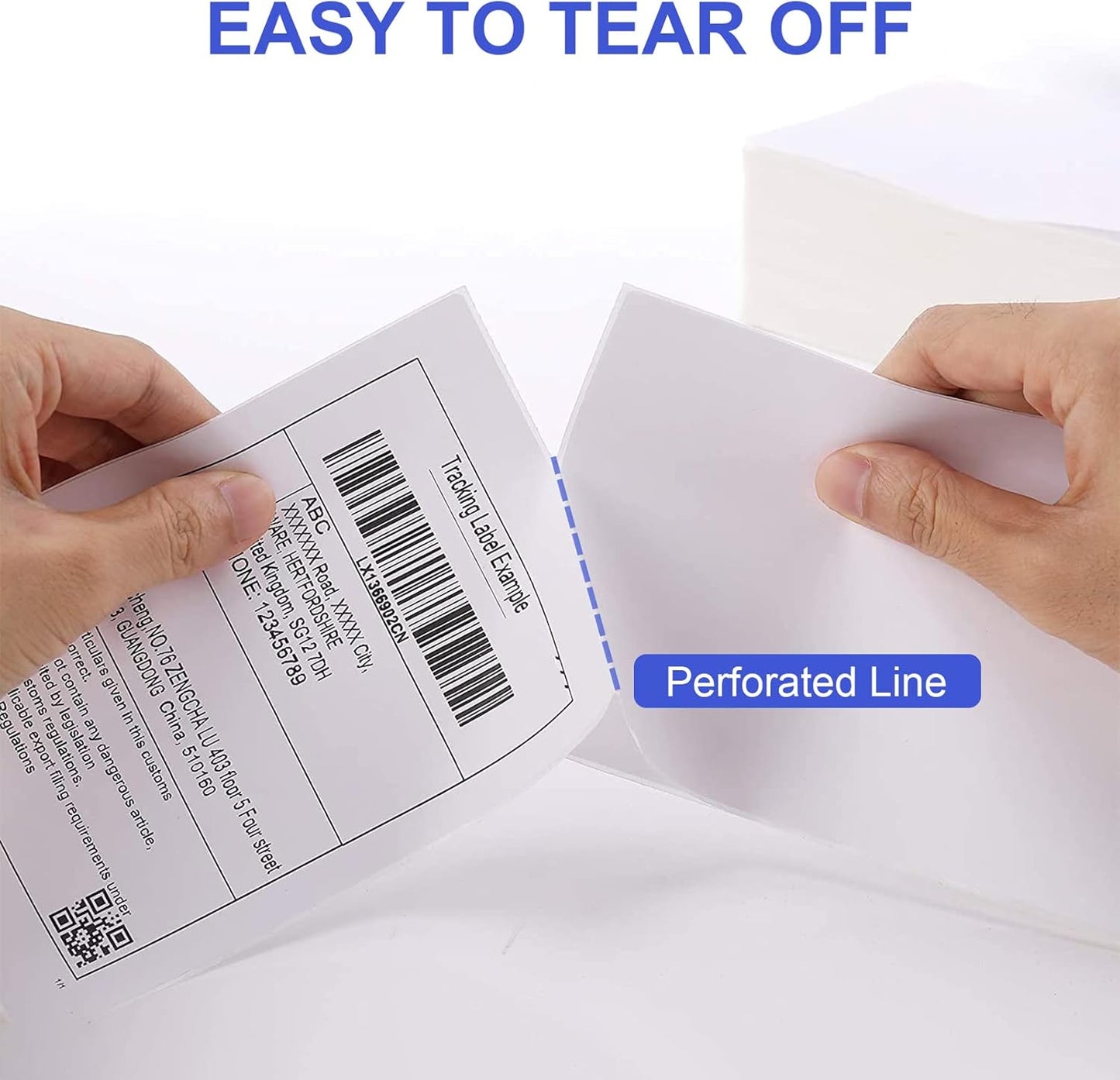 RyhamPaper 4" x 6" Fanfold Direct Thermal Labels - White Shipping Mailing Postage Labels, Perforated, Permanent Adhesive (4 Stacks - 4000 Labels)