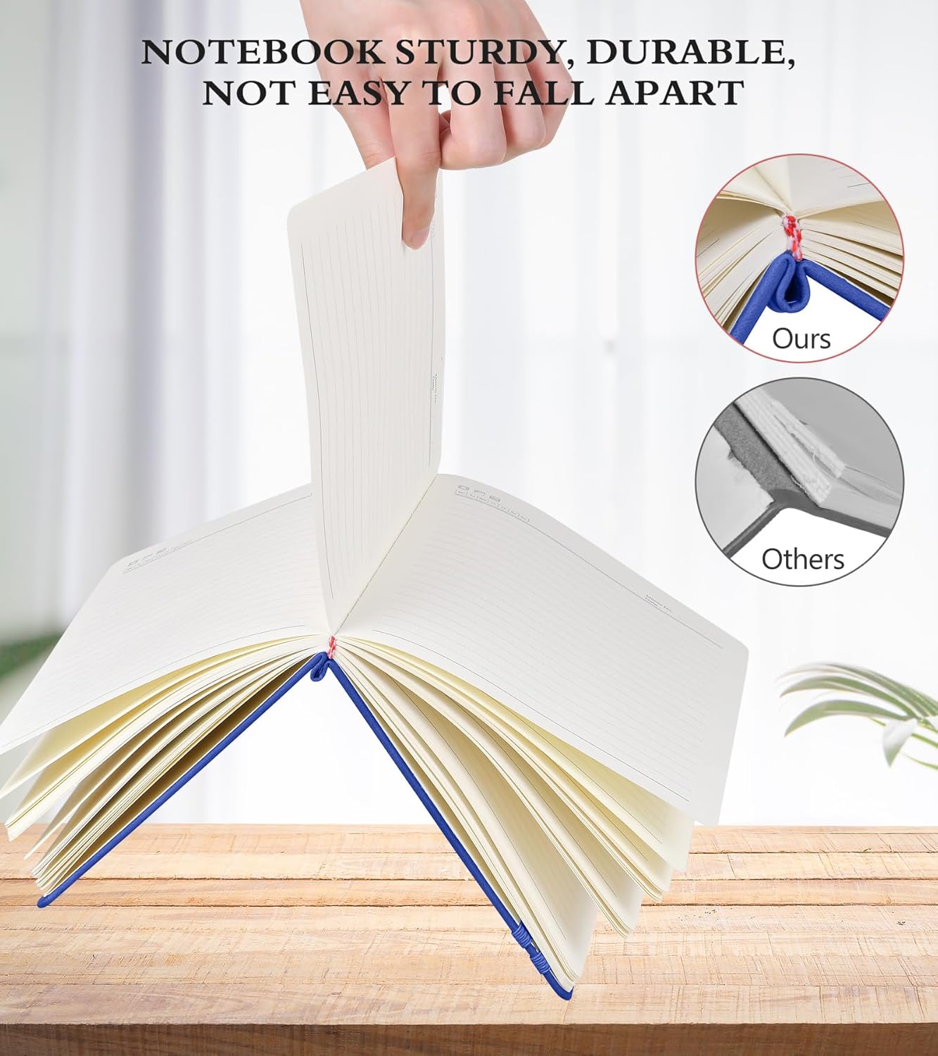 Lined Journal Notebook for Men & Women,200 Pages A5 Hardcover Leather Notebook (5.9"x8.5"), Travel Journal for Work, School, Business Writing, Note Taking, Notepad Diary (Navy)