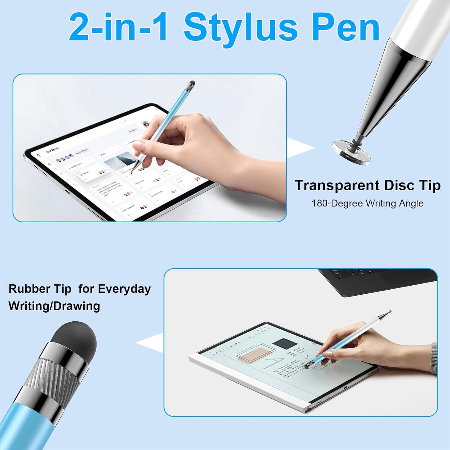 Bopomofo Stylus (5 Pcs),2-in-1 Stylus Pen for Touchscreen, High Precision and Sensitivity, Suitable for iPhone/ipad/Android Tablets, Compatible with Touch Screens(Pink/Yellow/Green/Blue/Purple)