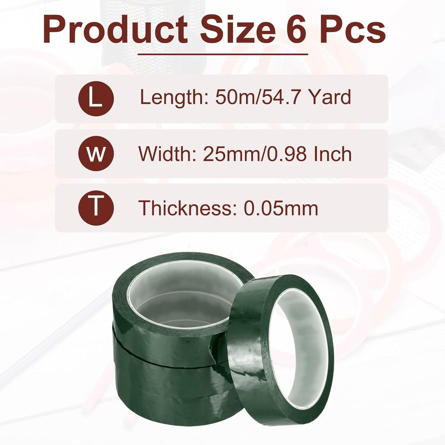 MECCANIXITY 6 Rolls Whiteboard Tape Graphic Chart Tape 25mm 54.7 Yard Art Tape Thin Self-Adhesive Pinstripe Tape Masking Tape for Gift Wrapping Craft Supplies, Green