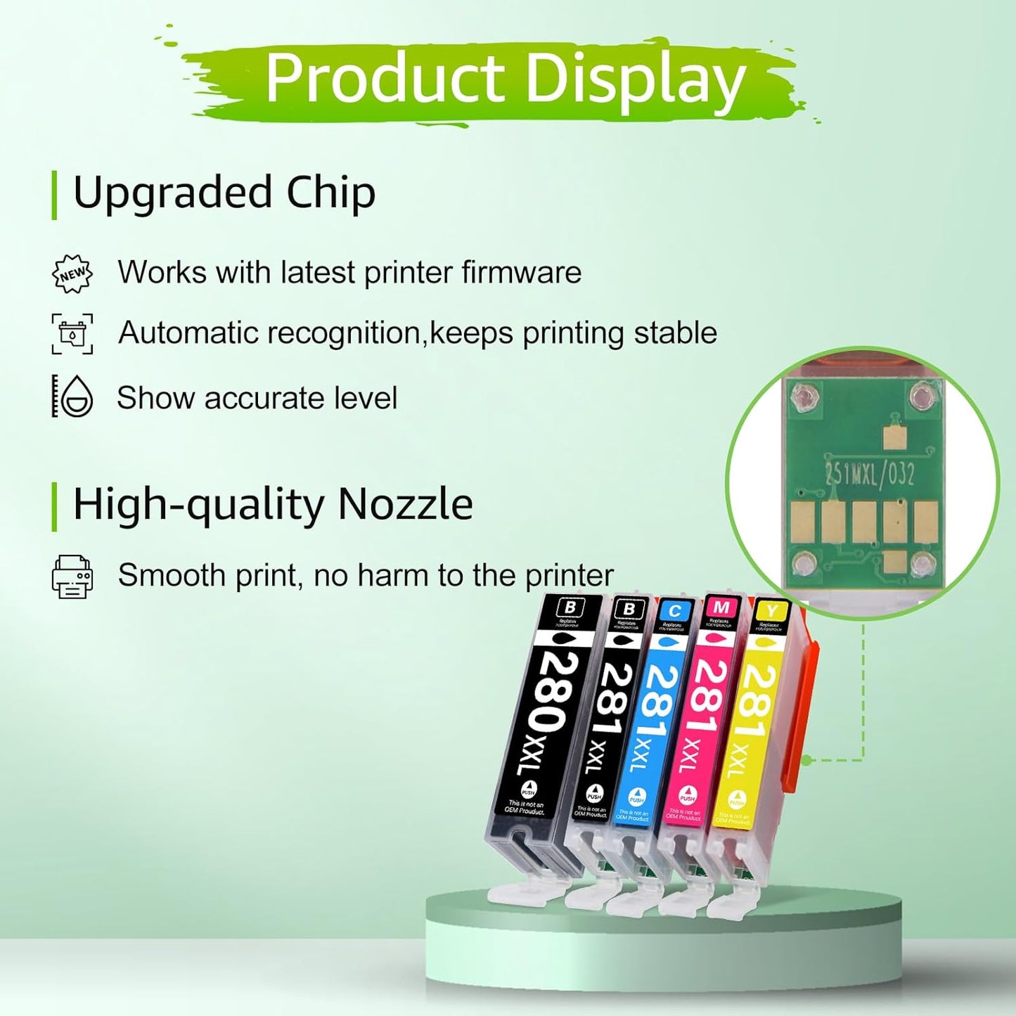 280XXL 281XXL Ink Cartridges Replacement for Canon PGI-280XXL CLI-281XXL Compatible for PIXMA TR7520 TR8520 TS6120 TS6220 TS8120 TS8220 TS9120 TS9520 TS6320 TS9521C Printer (5 Pack)