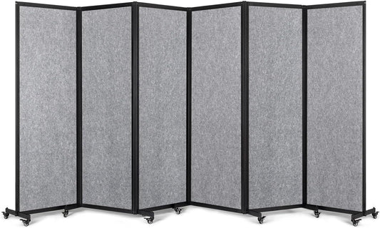 Room Partition,Office Divider,Portable Commercial Screen Dividers,Privacy Partition Separator,Classroom School Dividers,12'7"L* 6'7"H,6 Panel,Light Grey