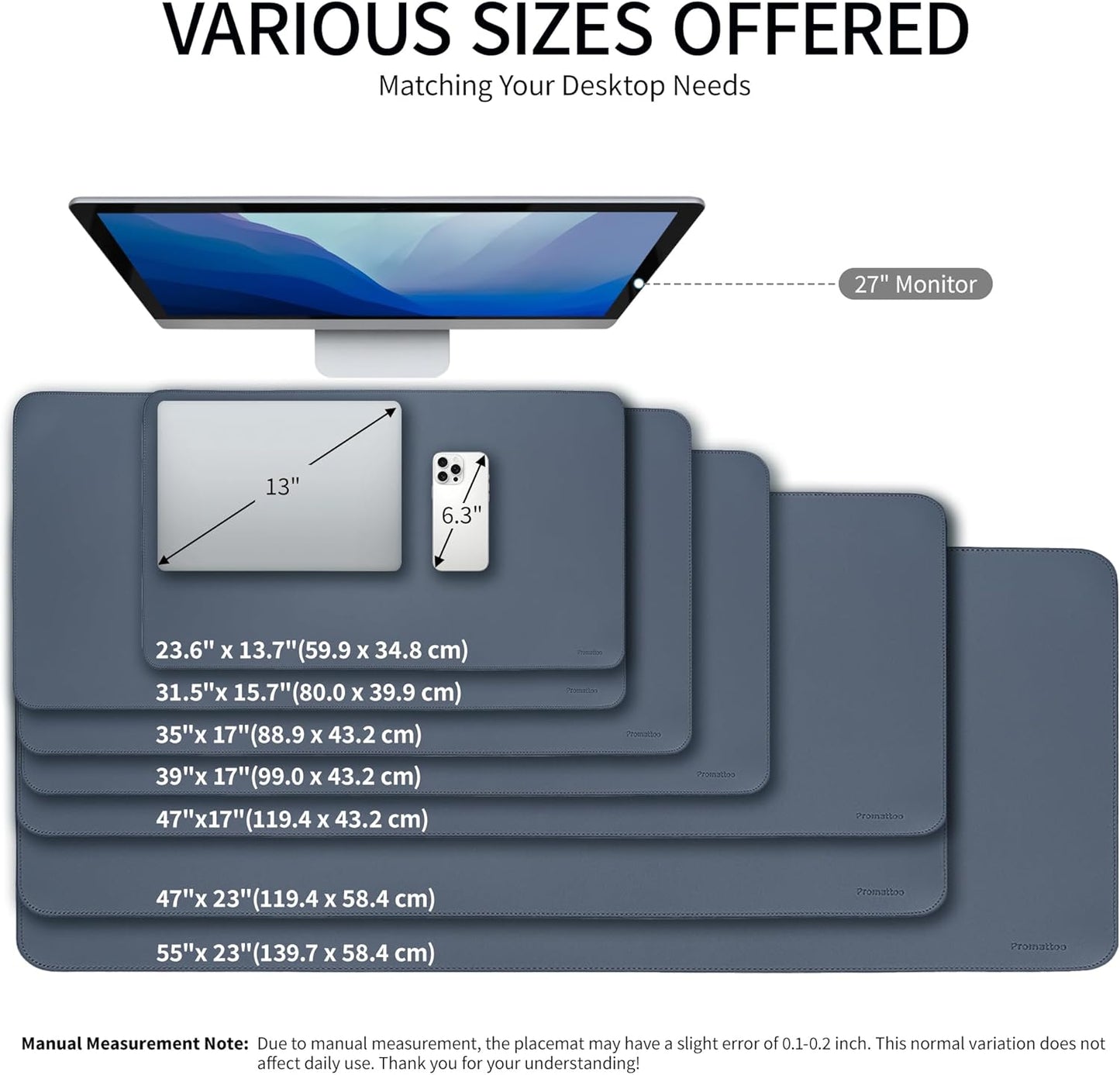 Oversized Non-Slip Desk Pad Protector – Grips Desk Firmly, Anti-Slip Like You've Never Seen! Vegan Leather Waterproof Laptop Mat for Keyboard & Mouse – Large Office Pad– Dusk Navy