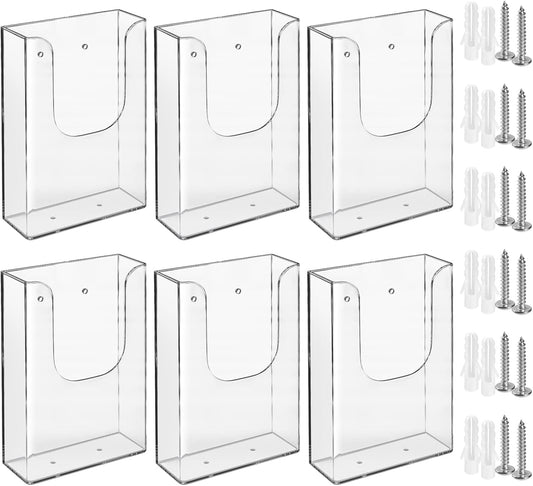 zavekia Brochure Holder, 4 x 6 Inches Brochure Holder Wall Mount Literature Holder Clear Flyer Holder Wall Mounted (6 pack)