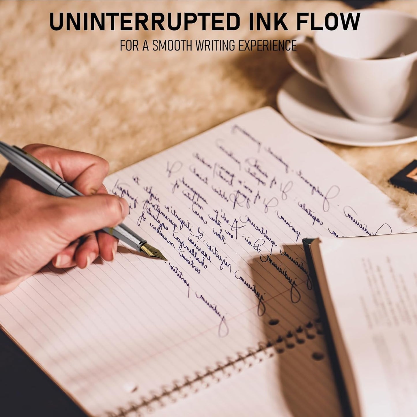 Nicpro Fountain Pen Set with Box, Classic Silver-Gold Fancy Pen with Converter, 0.7mm Medium Nib Smooth Writing Calligraphy, Office, Business, Luxury Gift Pen