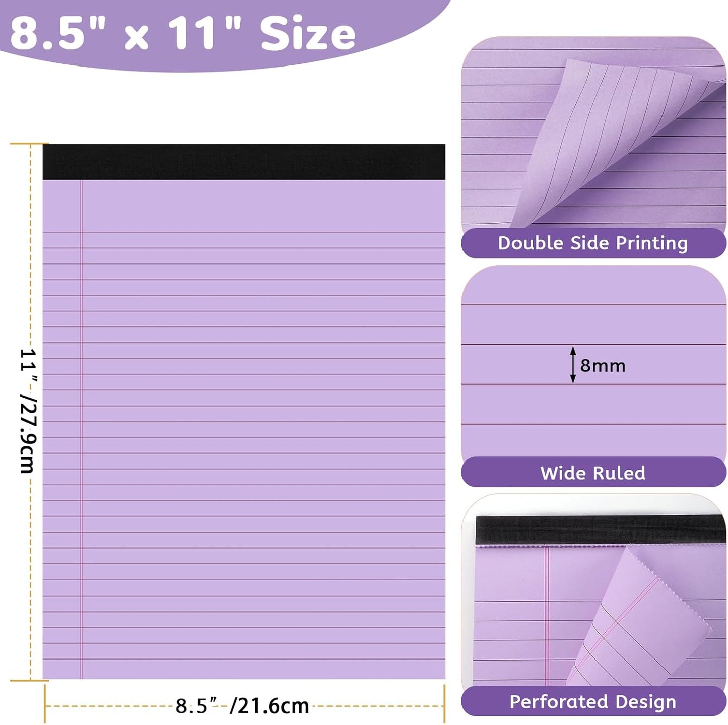 8 Packs Legal Pads 8.5x11, Totally 400 Sheets Colored Legal Pads 8.5x11, College Ruled Writing Pads Small Note Pads 50 Sheets/Pad Tablets Lined Notepad for School, Office, To-Do Lists