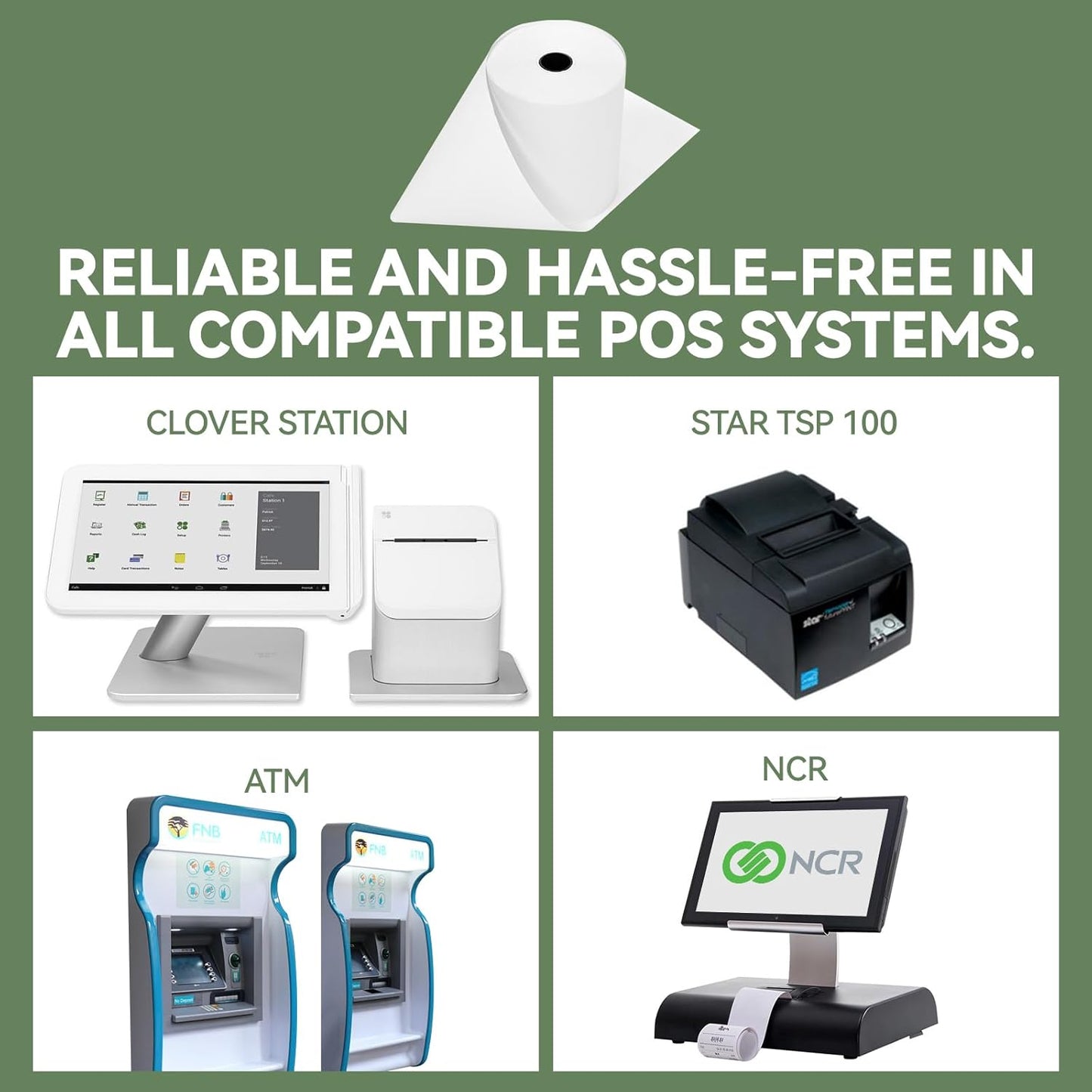 3 1/8" x 230' Premium A Grade POS Thermal Receipt Printer Paper (White-32Rolls)