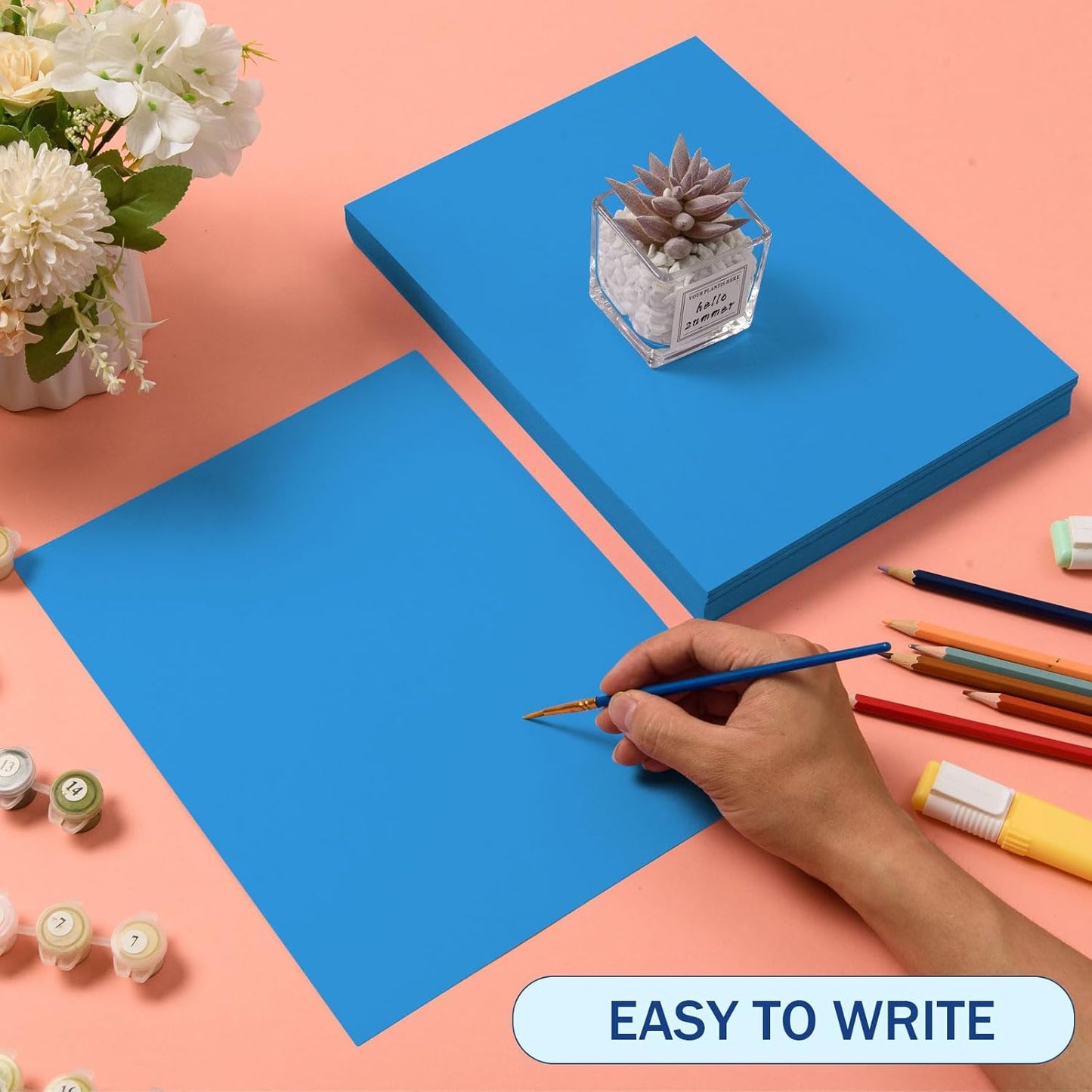 MixTeach 100 Sheets Sea Blue Cardstock 8.5 x 11 Inch Thick Cardstock Paper, 250gsm/92lb Double Sided Sea Blue Cardstock Printer Paper for Cards Making Crafts Scrapbook Invitations Drawing Printing