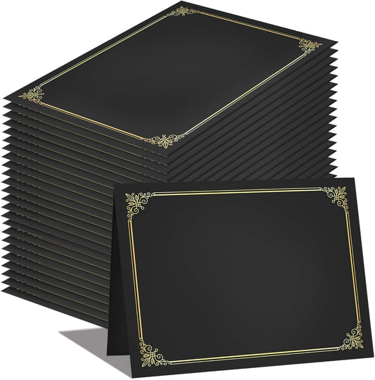 GNL Certificate Holders - 25 Packs Black Diploma Holders, Certificate Covers with Gold Foil Border, for Letter Size 8.5 x 11 Certificate Paper, Award, Graduation, Documents