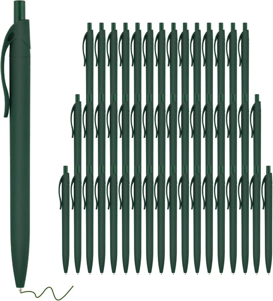 deegtran Pens Bulk, 50 Pack No Bleed Green Click Pens, Wholesale Retractable Ballpoint Pens, Pens Medium Point, Smooth Ink Pens, 1.0MM Green Ink
