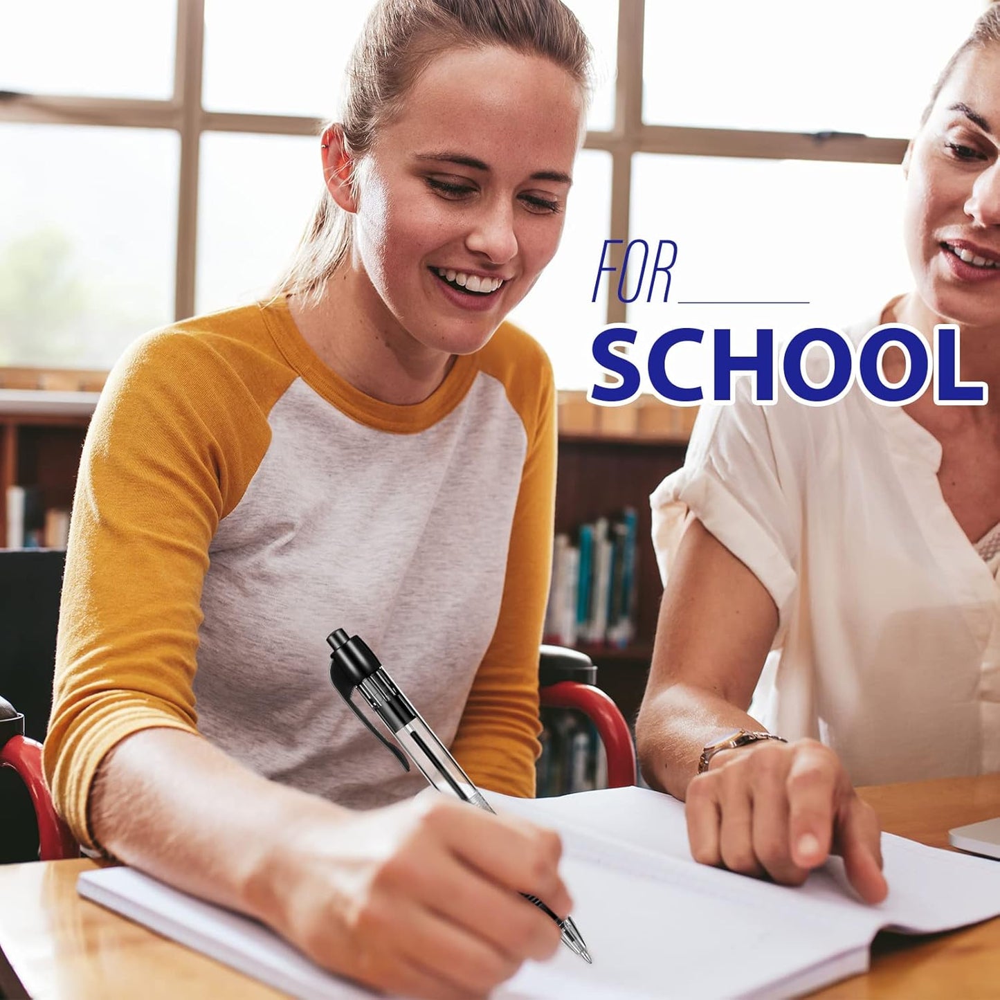 Fainne 200 Pack Retractable Ballpoint Pen 1.0 mm Medium Point Refillable Smooth Click Writing Pens With Grip for Work Journal Writing Office School Supplies(Black Ink)