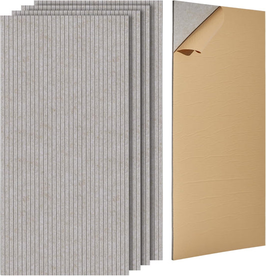 VEVOR 5 Pack Acoustic Panels with Self Adhesive, 47.2 x 23.6 x 0.4 inch Sound Proof Foam Panels, Polyester Fiber Soundproof Wall Panels High Density, for Home, Studio, Office, Theater, Camel
