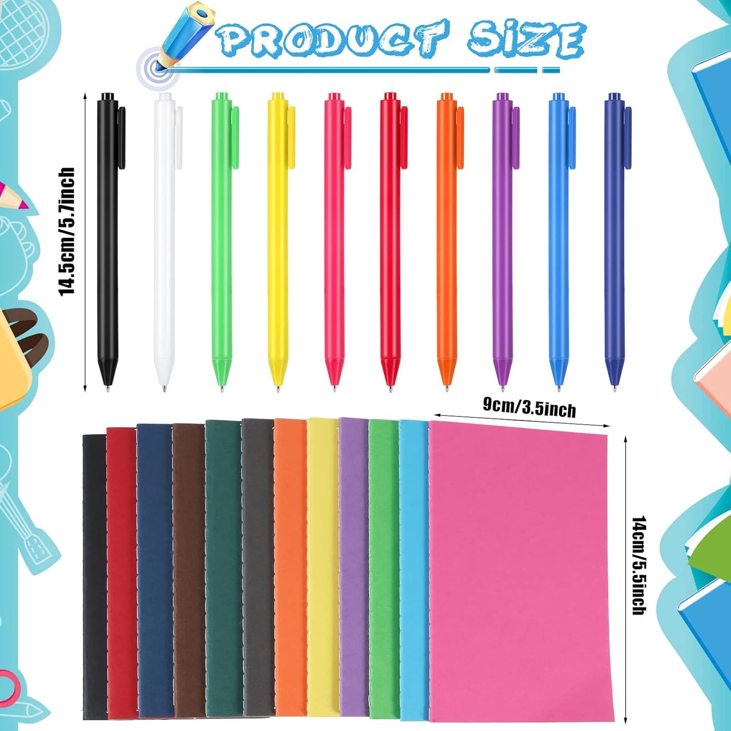 Sabary 96 Pcs Mini Notebook and Pen Set Bulk Lined Small Pocket Notepad Retractable Ballpoint Pen Journal Memo Notepad 24 Sheets/ 48 Pages 3.5 x 5.5 Inch for Student Teacher Gift (Colorful)