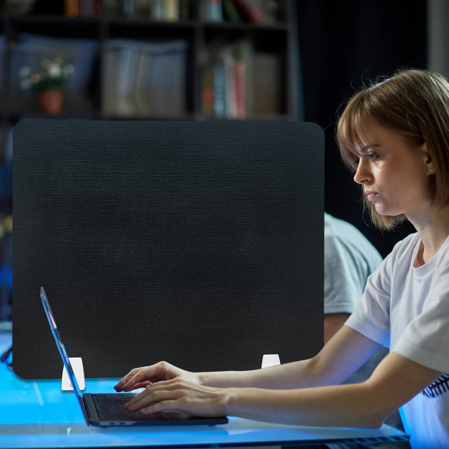 6 Pcs Desk Divider Privacy Panel 20 x 24 Clamp-on Acoustic Freestanding Desktop Partition Dividers with Aluminum Guard Clamps for Office Student Sound Proof Reducing Noise Visual Distractions(Black)