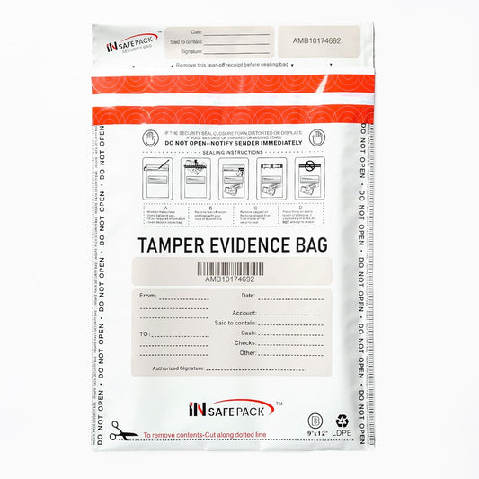 INSAFEPACK 100PCS 9"x12" Business Bank Deposit Bags - High Level Security Tamper Evident Bag - Self Adhesion Plastic Security Deposit Bag