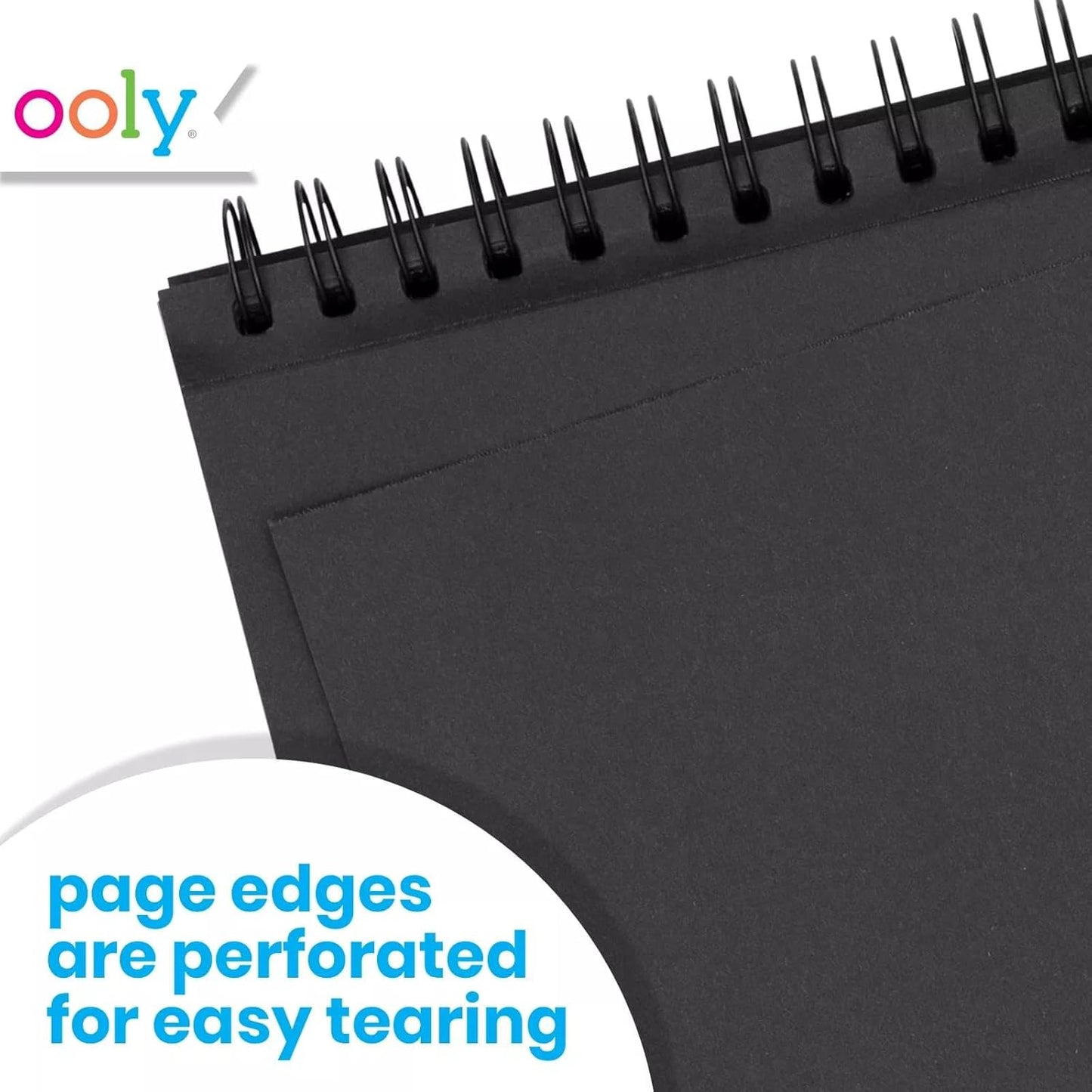 OOLY DIY Cover Small Sketchbook, 5 x 7.5 Inches, Black Paper Sketchbook, Drawing Book for Kids, Adults and Artists, Great Drawing Pad for Gel Pens, White Pencils, Back to School Supplies