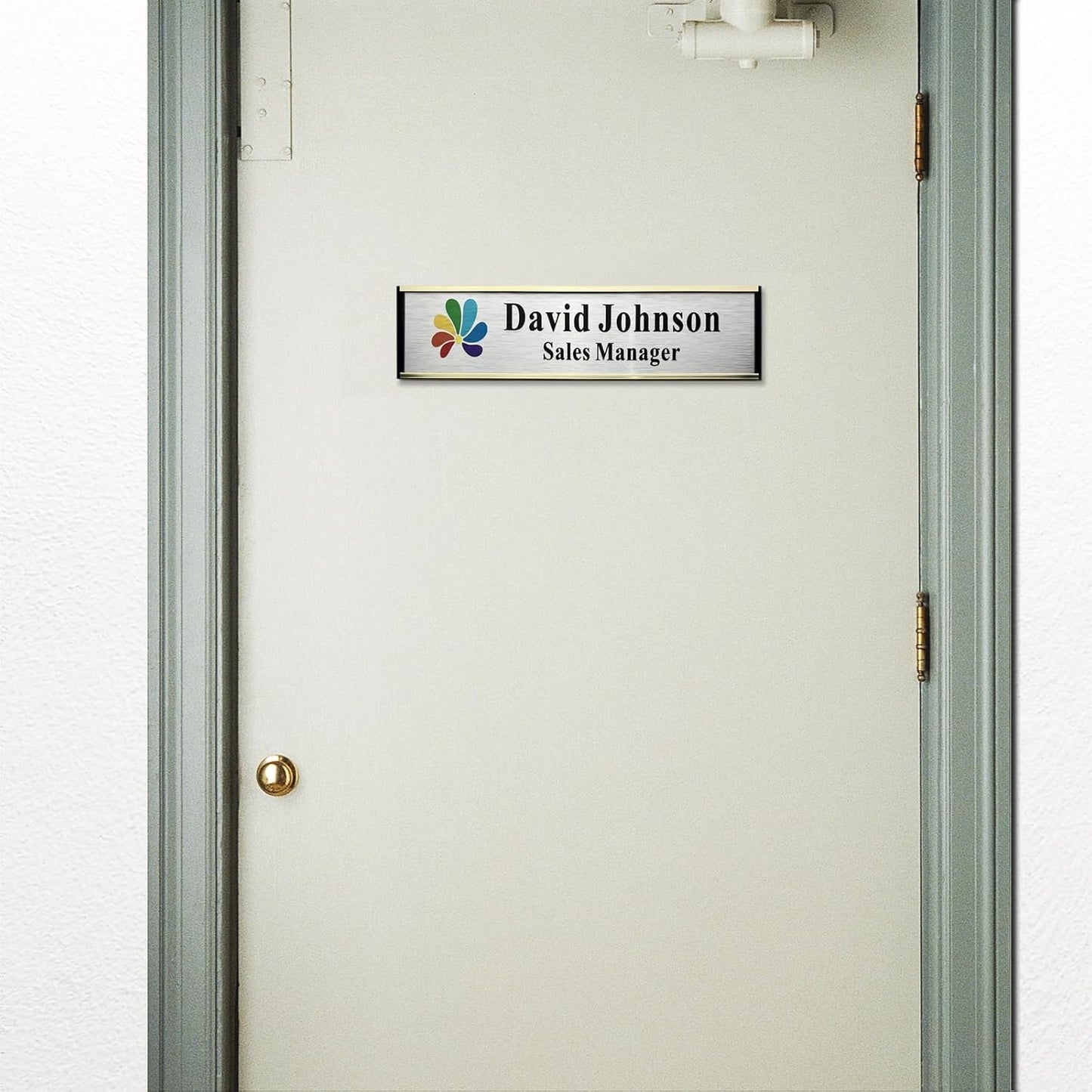 Personalized Name Plate for Door or Wall, 2 x 8 inch Custom Office Aluminum Door or Wall Name Plates with Logo Image or Texts, Office Appreciation Gifts for Coworkers Boss Teacher, Employee