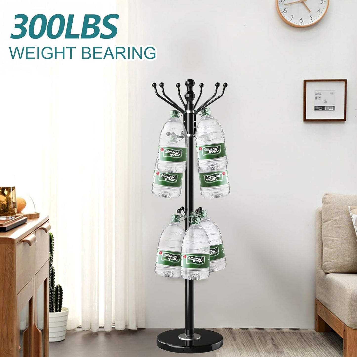 Modern Coat Rack with Natural Marble Base, Metal Freestanding Coat Racks with 16 Hooks, Sturdy Coat Rack Stand for Hanging Scarf, Bag, Jacket, Standing Coat Hall Tree Hanger Holder Stand