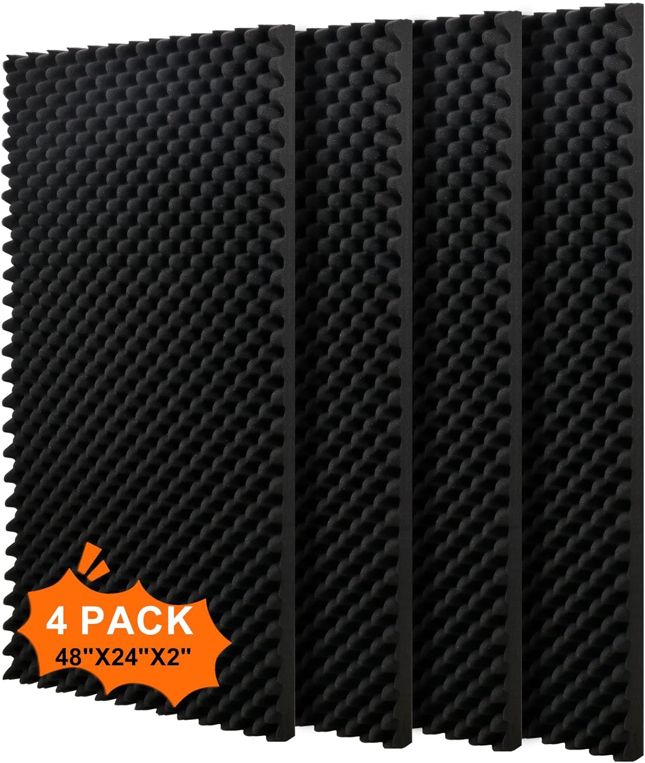 4 pack, 48x24x2 inches acoustic foam panels Egg Crate Foam Padding sound proof panels for walls Soundproof Foam Studio Acoustic Treatment Studio Foam panels Soundproofing Used to Absorb Echoes