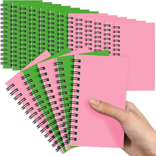 Jutom 18 Pcs Small Spiral Notebooks Memo Pads 3x5 Bulk Small Pocket Notebooks Mini Notepads with Lined Pages Mini Journals for Office Back to School Work Writing Supplies, 120 Pages (Pink Green)