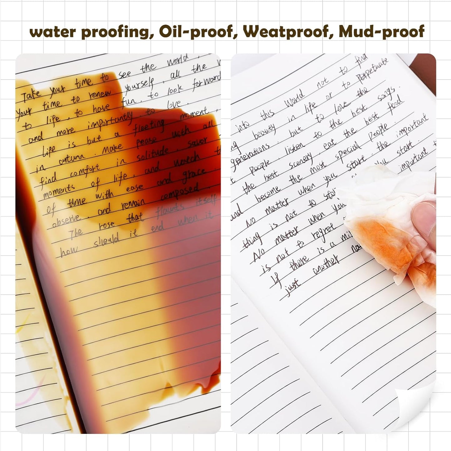 Stone Paper Notebook for Women Men, Waterproof Notebook Hardcover Executive Journal, Ruled Notebooks for Writing, Business, Work ＆ School, 160 Pages Notebook with Gift Box (B5 Green)