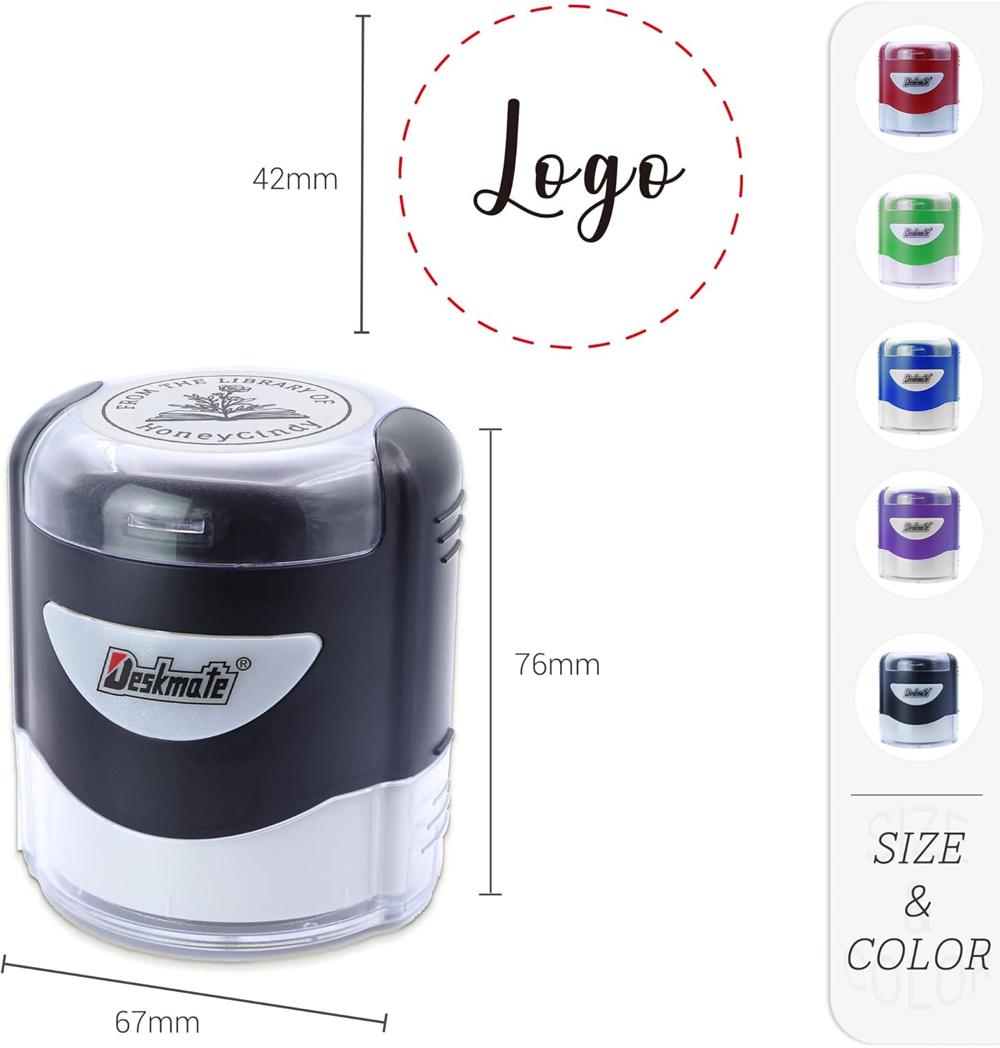 Custom Stamps Self-Inking, Personalized Business Logo Text Stamp, Customized Stamp for Book, Address, Teacher, Office | Ex libris | Round 1.65" - 5 Ink Color