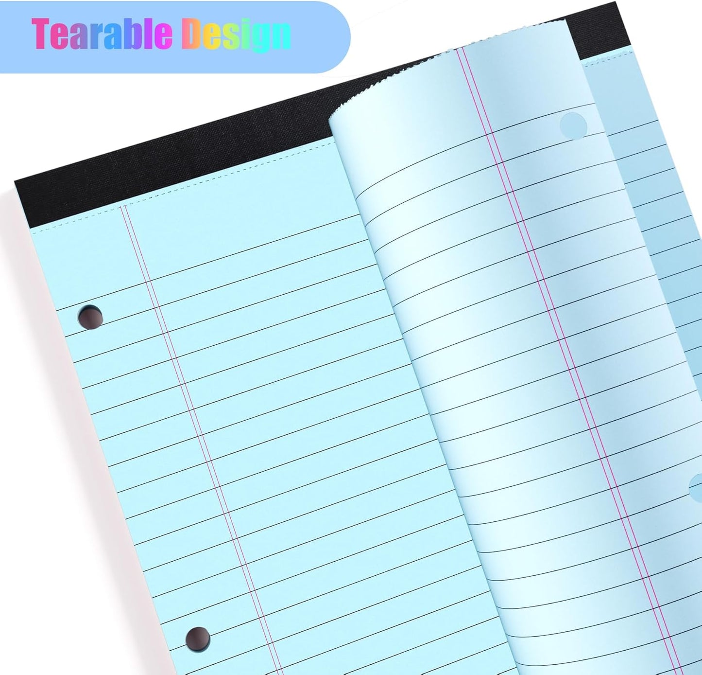 HAUTOCO 6 Pack 8.5 x 11 Legal Pads Colored Wide Ruled Notepads Perforated Writing Pads, 30 Sheets Per Notepad, 3-Hole Punched Paper, Writing Note Pads for School, Home, Office, Business