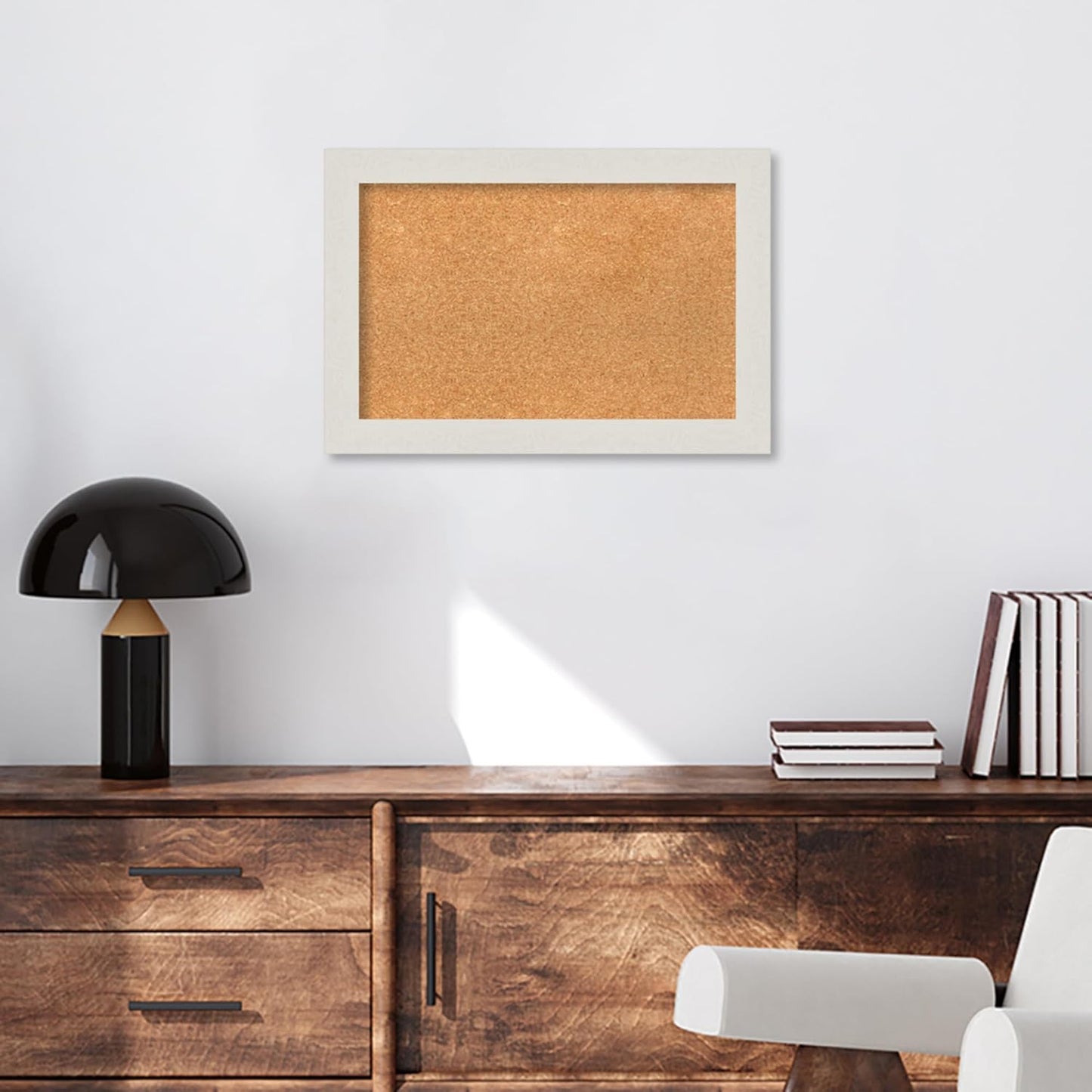 Amanti Art Natural Cork Board for Wall, 17x25 Vision Board with White Frame, Small Corkboard Office Decor for Home Organization, Country Rustic Corkboard Pinboard to Display Items for Home