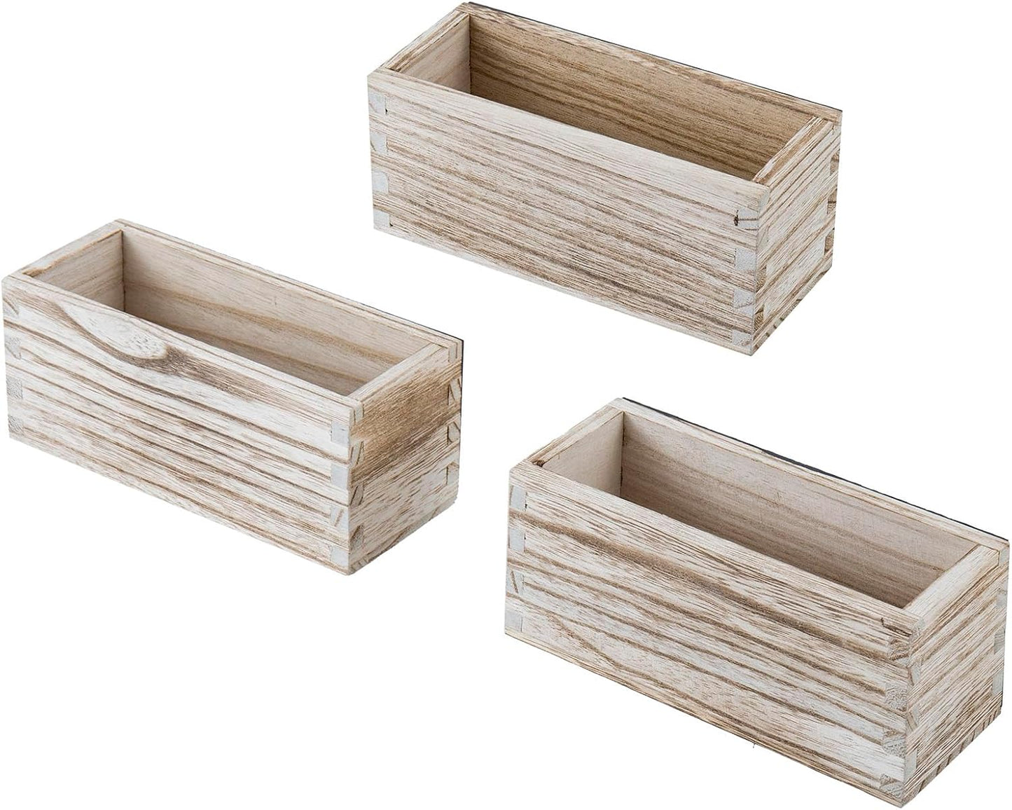 MyGift Rustic Torched Wood Magnetic Dry Erase Marker Holder for Whiteboard Accessories Organizer Bins, Set of 3