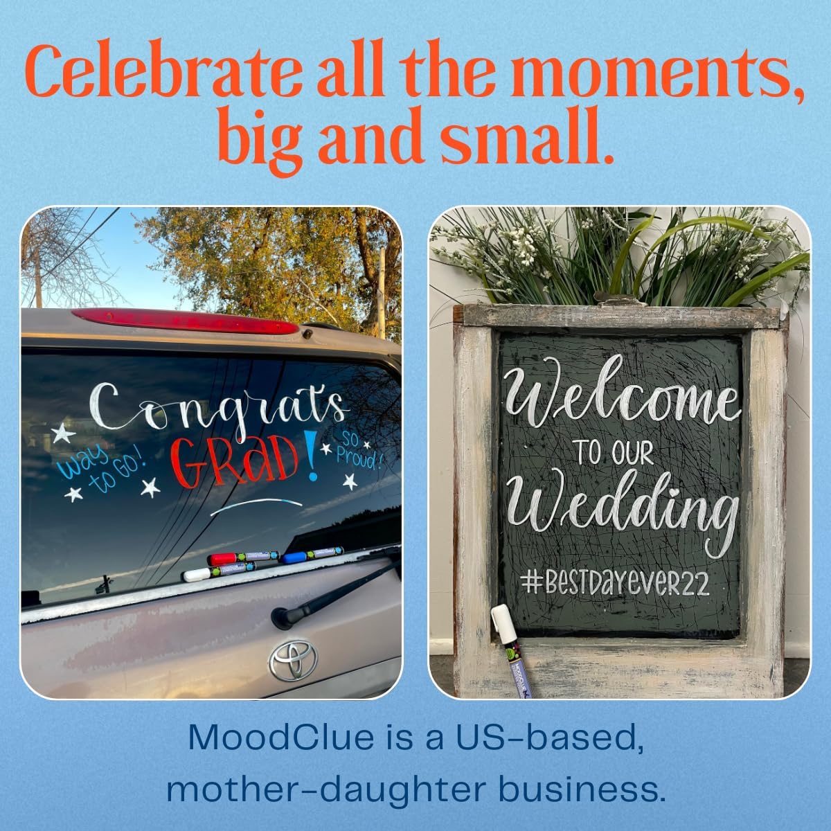 Liquid Chalk Drawing Markers for Car Windows, Auto Windshields, Mirrors, White Boards, Retail + Restaurant Signs. Erasable Chalk Markers – Washable – Bold - Neon 8pck. 10mm tip - 3 writing options.