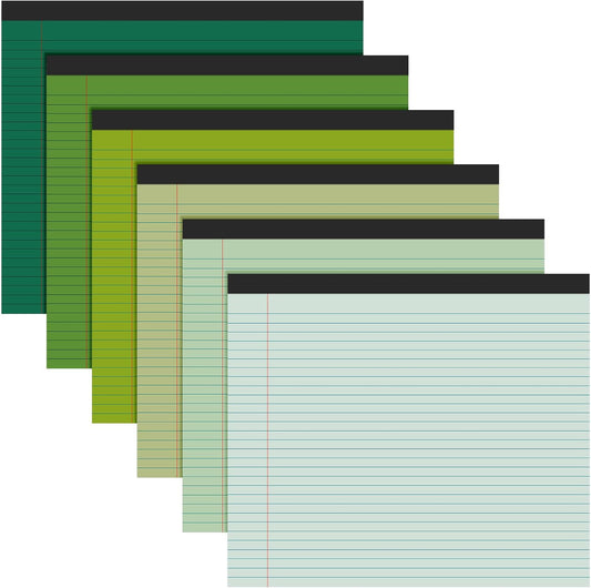 Lincia 6 Pcs 11" x 9.5" Legal Pads College Ruled Notepad Landscape Notebook Horizontal Lined Notebook 80 Gsm Assorted Colors Paper Pastel Writing Pads for School Office, 40 Sheet (Gradient Green)