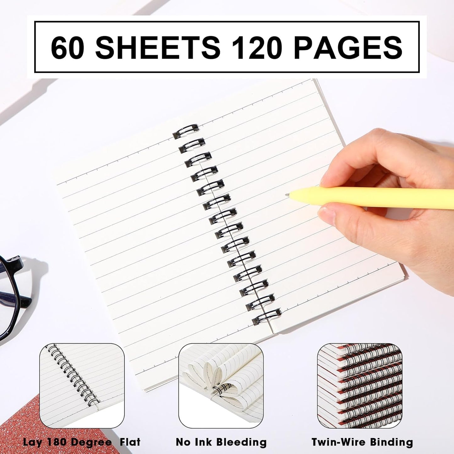 Jutom 18 Pcs Small Spiral Notebooks Memo Pads 3x5 Bulk Small Pocket Notebooks Mini Notepads with Lined Pages Mini Journals for Office Back to School Work Writing Supplies, 120 Pages (Rose Gold)