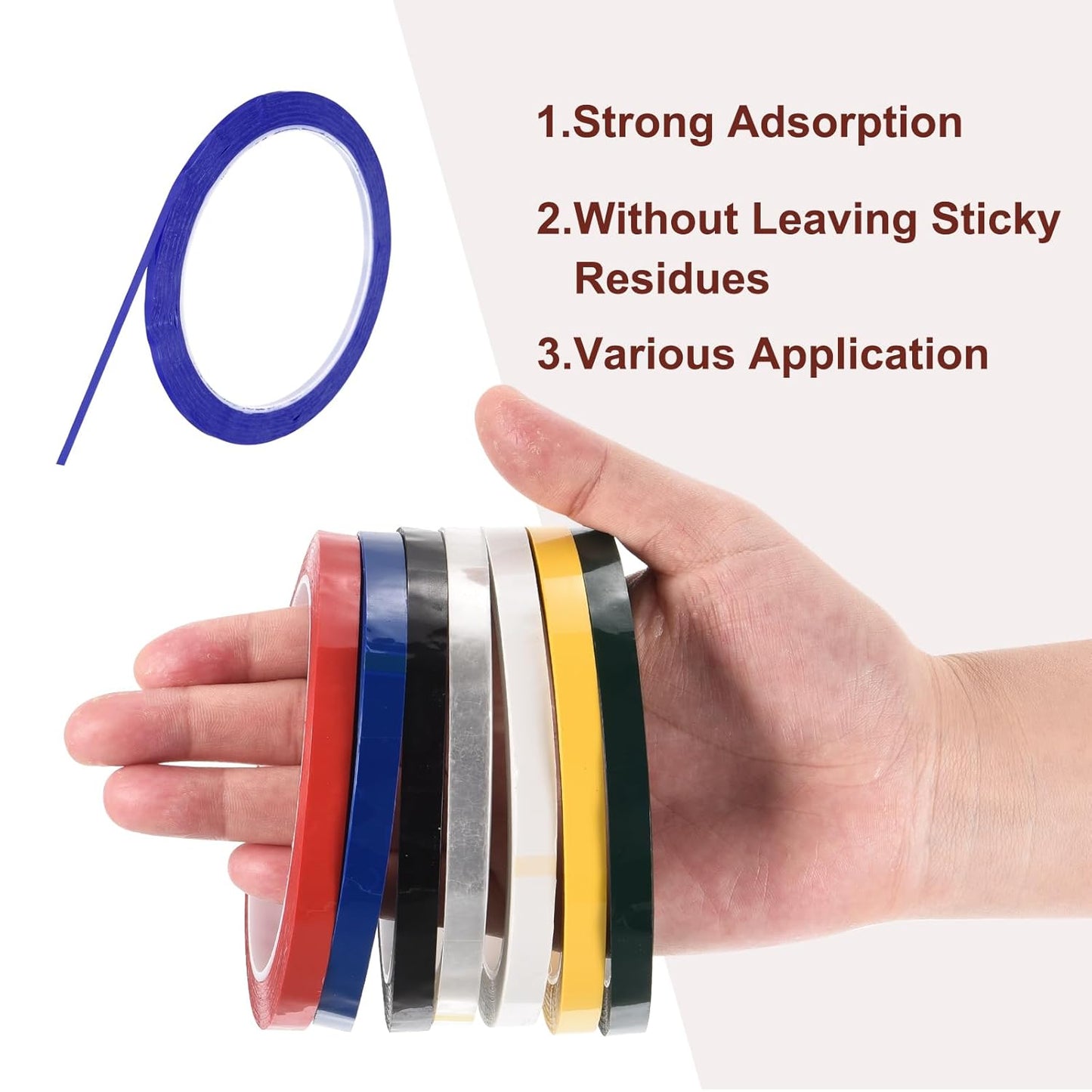 MECCANIXITY 10 Rolls Whiteboard Tape Graphic Chart Tape 3mm 54.7 Yard Art Tape Thin Self-Adhesive Pinstripe Tape Masking Tape for Gift Wrapping Craft Supplies, Blue