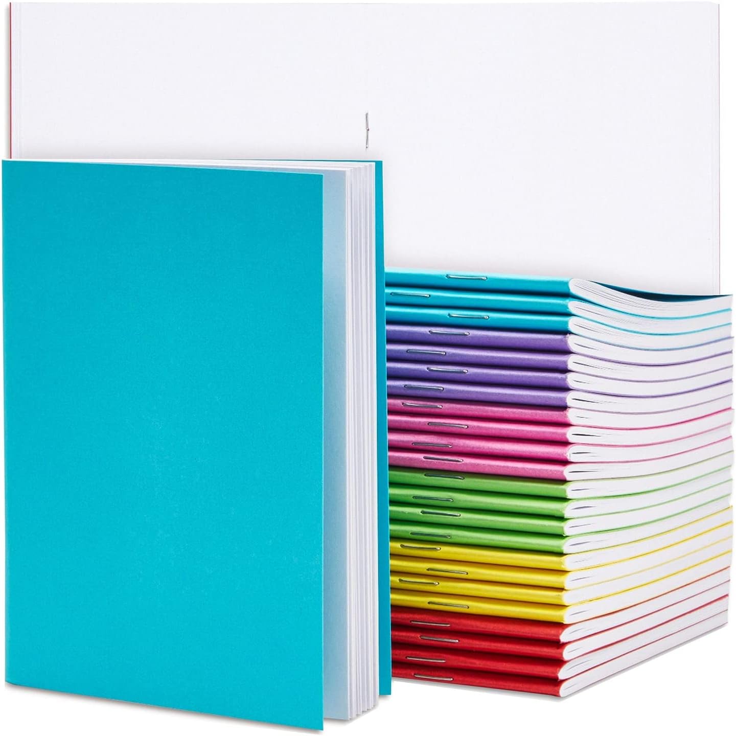 24 Pack Blank Books for Kids to Write Stories, A6 Colorful Notebooks Bulk, 4.3x5.5 in Unlined Travel Journals Scrapbooks for Students Sketching