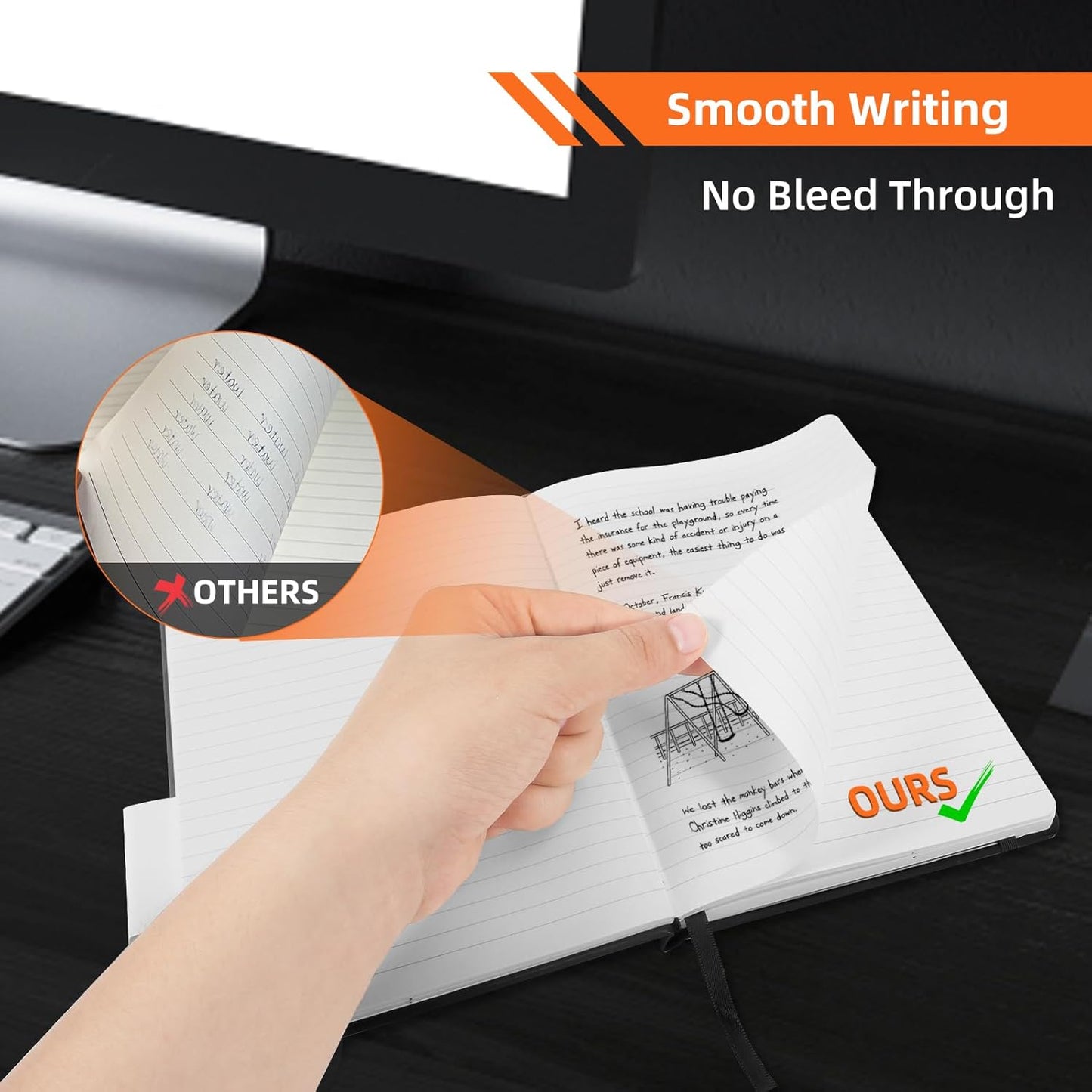 BOSSAND Lined Journal Notebook, A5 Journals for Writing, 200 Pages 100 GSM Thick Classic Ruled Paper, Hardcover, 8.25 inches x 5.75 inches, Black