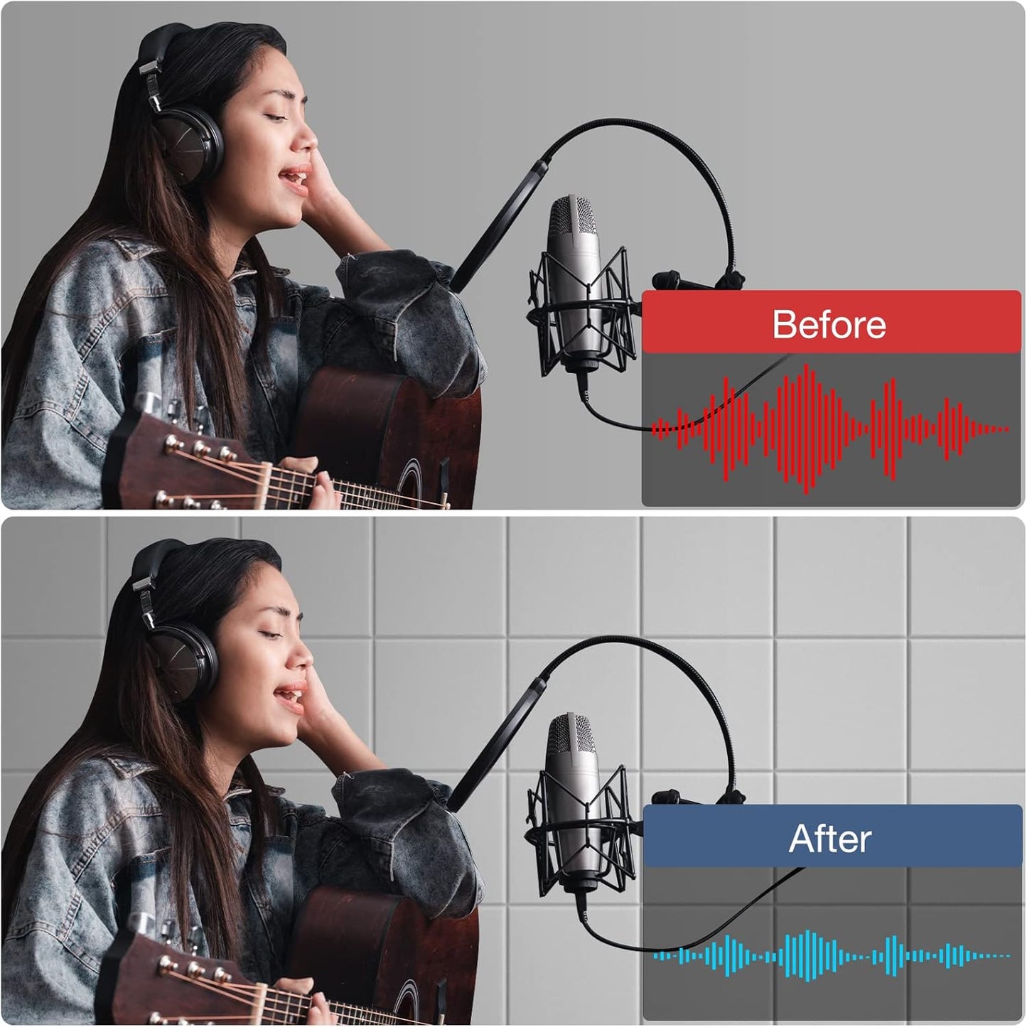 22 Pack Self-Adhesive Acoustic Panels, 12" X 12" X 0.4" High-Density Sound Proof Foam Panels for Walls, Soundproof Wall Panels for Home & Office (white)