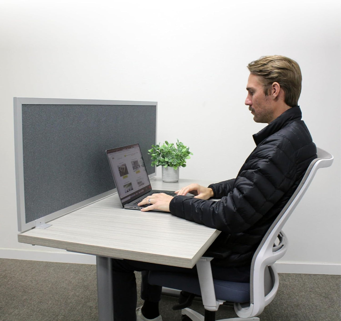 OBEX Acoustic Mounted Screen Privacy Panel Table Top Separator, Sound Blocking Desk Divider (Graphite, 18" X 30")