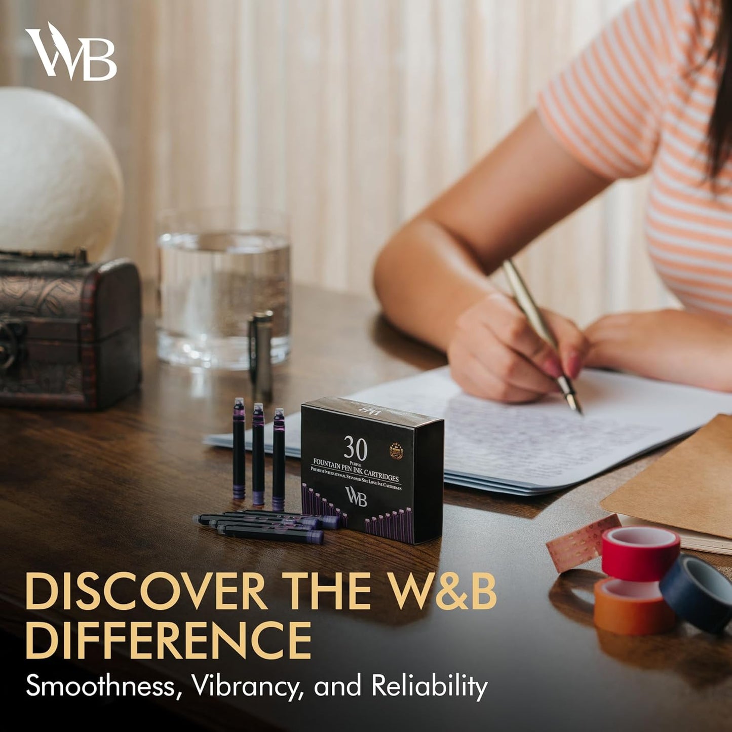 Wordsworth & Black Fountain Pen Ink Refills - Set of 30 Purple Ink Cartridges - International Standard Size - Length APPR 2.04 Inch - Base Diameter APPR 0.24 Inch - Disposable and Generic